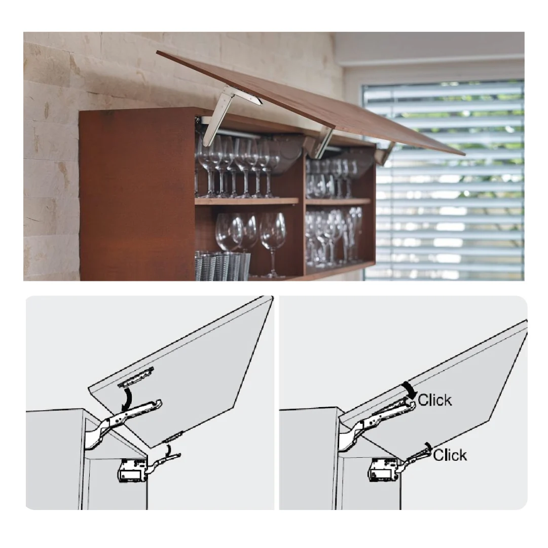 Aventos HS/HL/HK and HK Top Lift Systems, Mounting Plate With Bracket for Thin Fronts, EXPANDO T, Nickel-Plated - Image 2