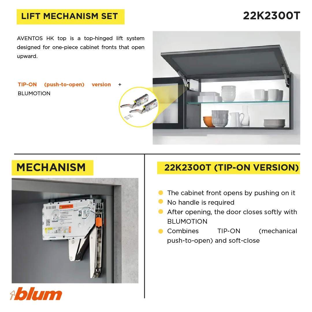 Aventos HK Top Stay Lift, Lift Mechanism (Set), PF=420-1610 (With 2 Pieces), for Screwing On, For TIP-ON, Zinc-Coated - Image 3