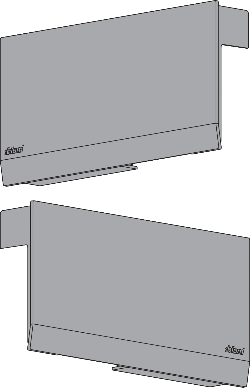 Aventos HK Top Stay Lift, Cover Cap Large, Plain, Right+Left, Light Gray/Stainless Steel Brushed
