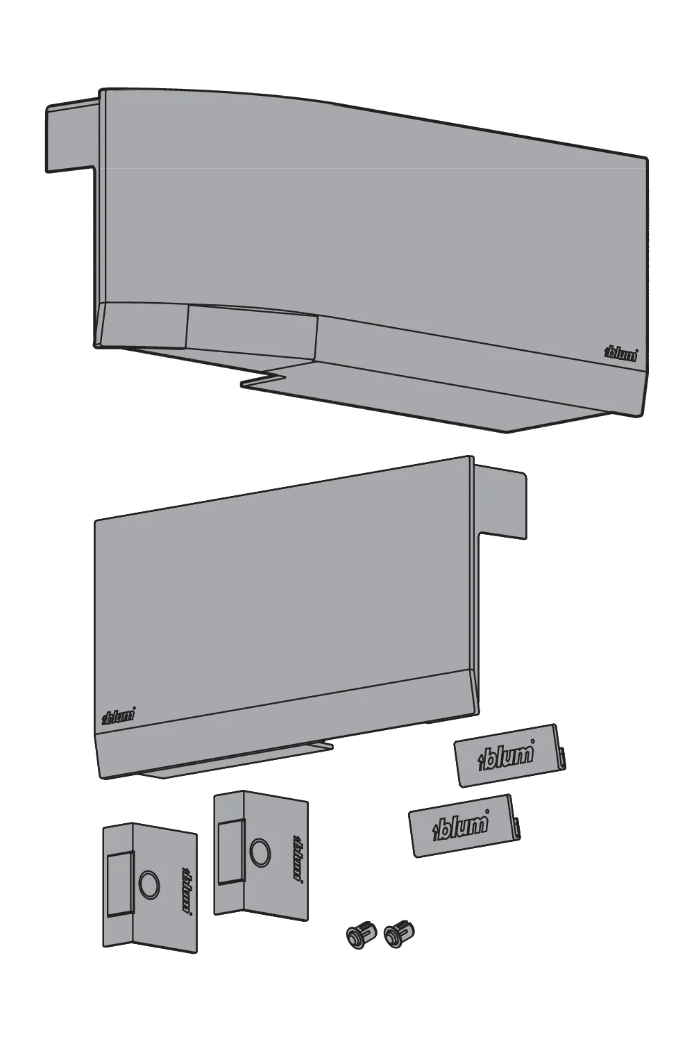 Aventos HK Top Stay Lift, Lift Mechanism Cover Cap, Plain, Right+Left, For SERVO-DRIVE, Light Gray/Stainless Steel Brushed - Image 4