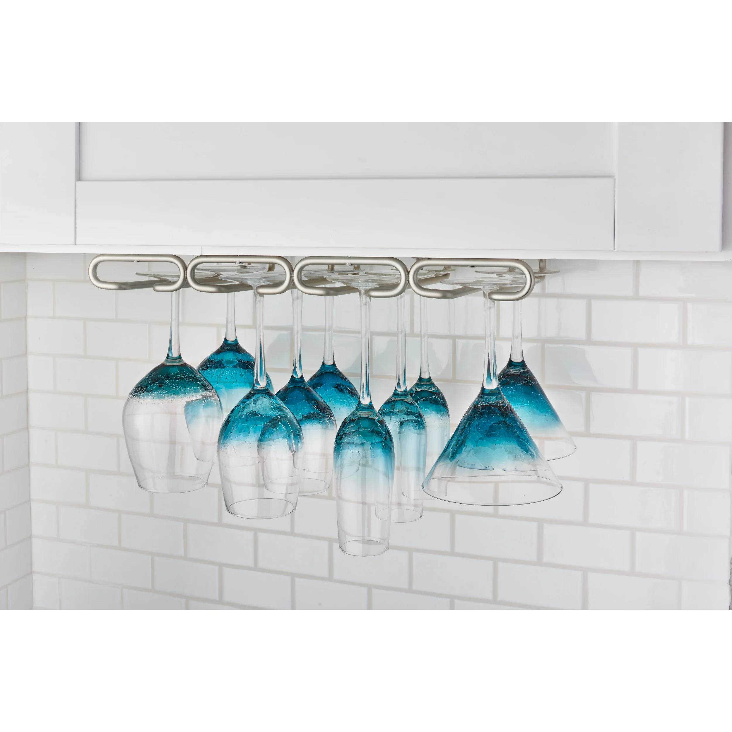11 in Satin Nickel Under Cab Quad Stemware Holder Satin Nickel 17 in (432 mm) W x 11 in (279 mm) D x 1.5 in (38 mm) H - Image 2