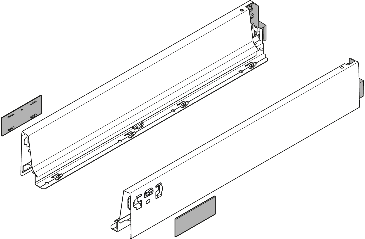 TANDEMBOX 378 M series (3-3/8'' medium side) - drawer profile Ident 18'' White Aluminum - Image 2