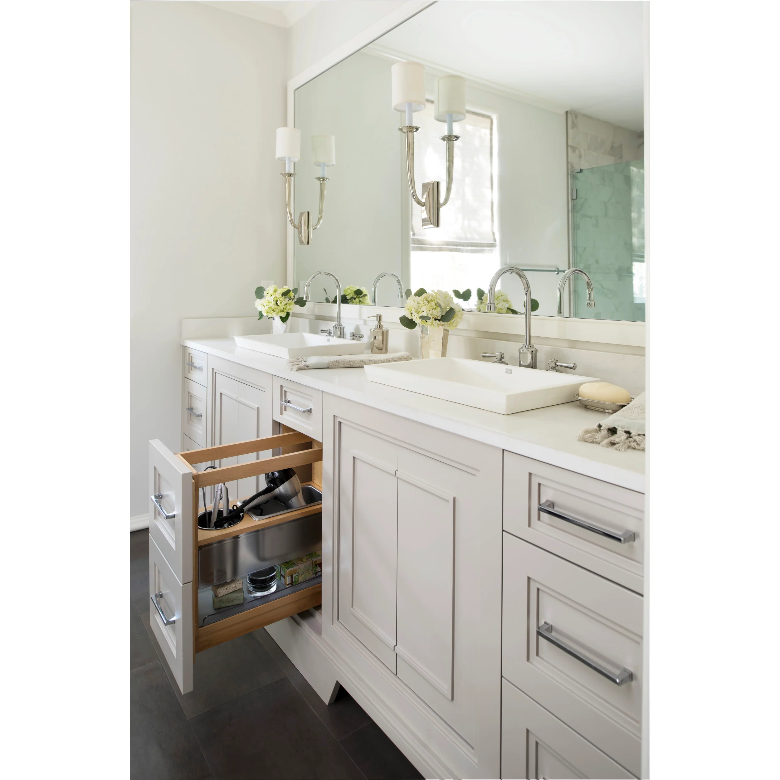 20 in x 8 in Vanity Grooming Organizer w/ Soft-Close Natural 8.44 in (214 mm) W x 19.56 in (497 mm) D x 20.38 in (518 mm) H - Image 4