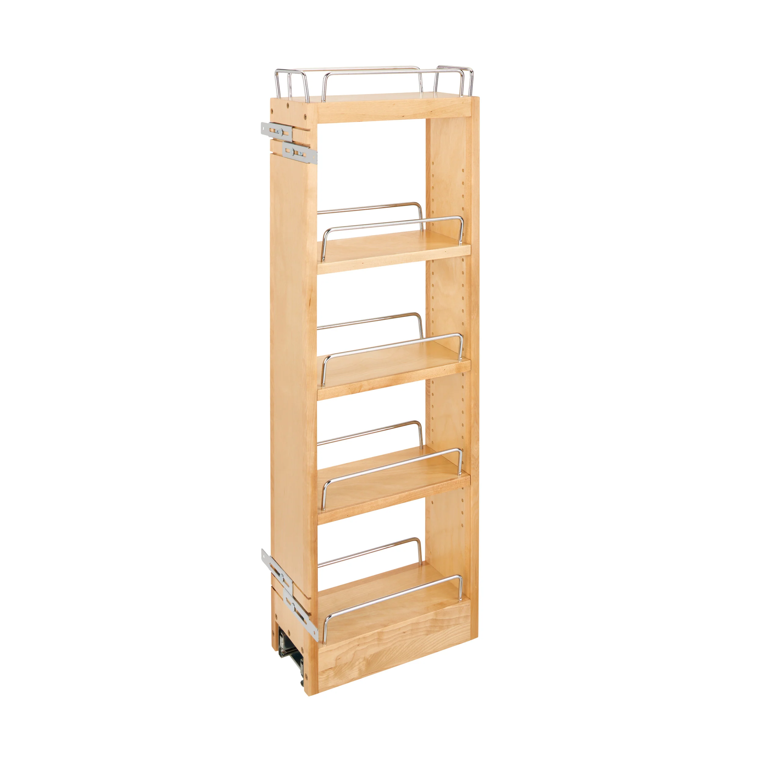 5 in x 36 in H Wood Pull Out Wall Organizer w/Soft Close Natural  5 in (127 mm) W x 10.75 in (273 mm) D x 32.15 in (817 mm) H