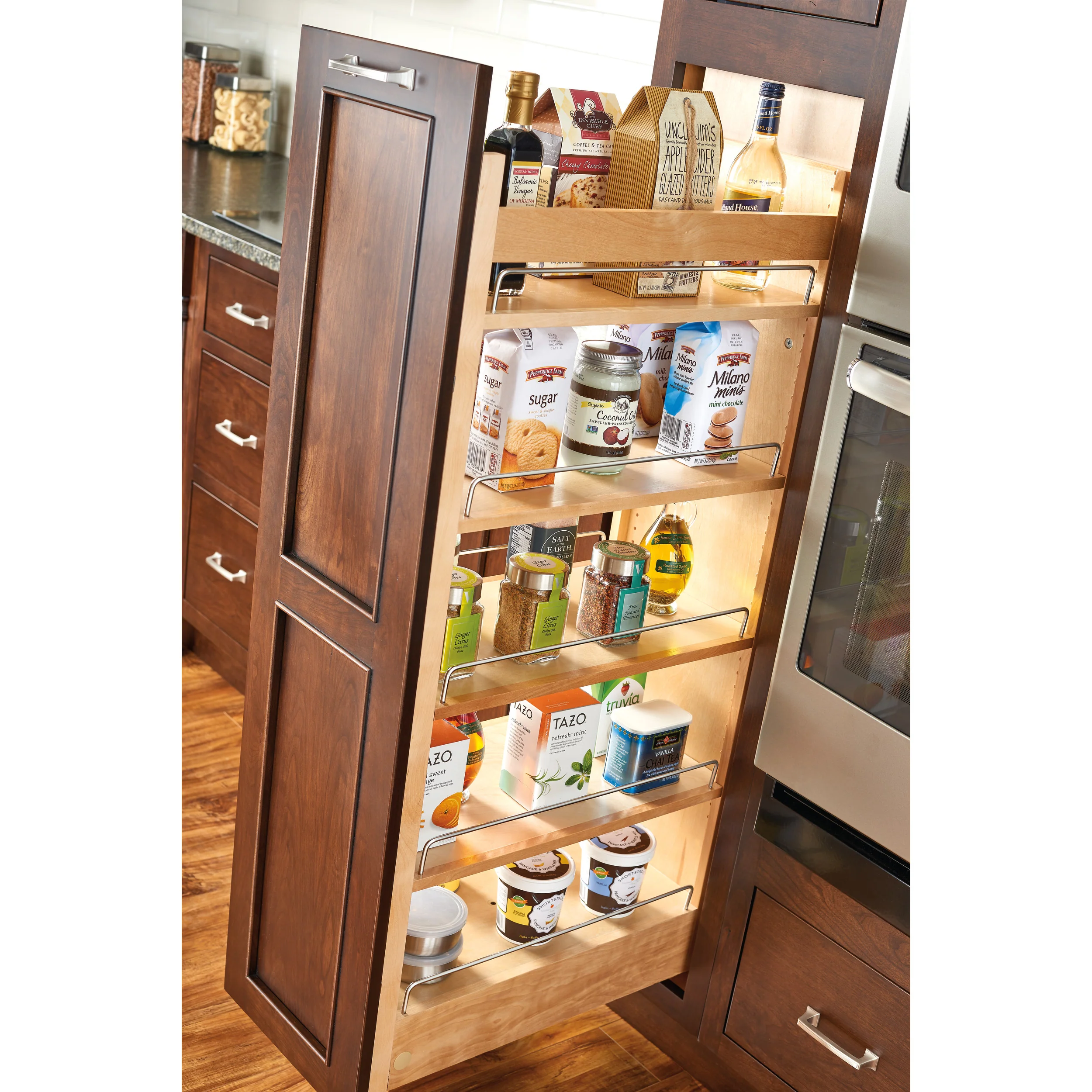 8 in W x 43 in H Wood Pantry Pullout Soft Close Natural  8 in (203 mm) W x 22 in (559 mm) D x 43.25 in (1099 mm) H - Image 4