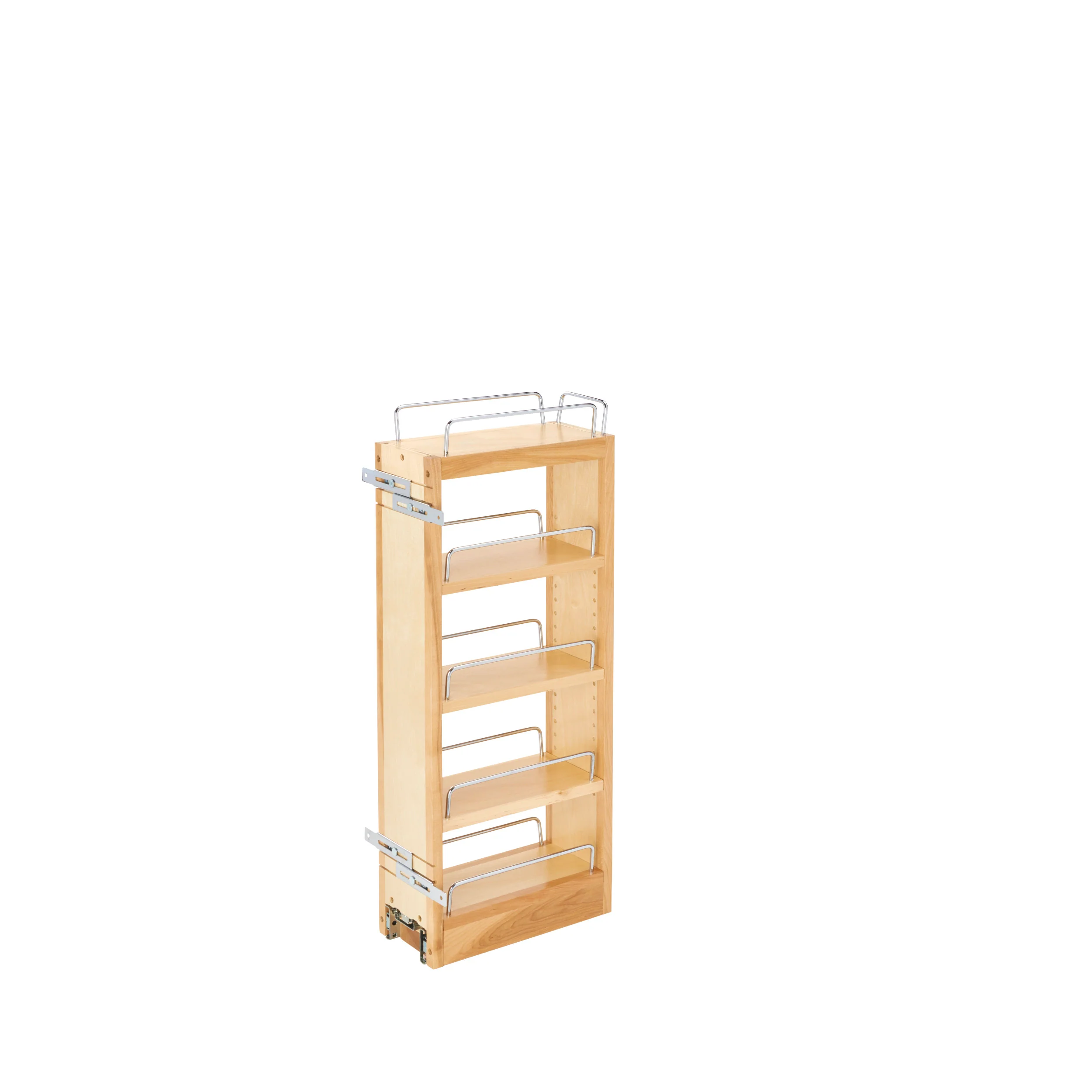 5 in Wood Pull Out Wall Cabinet Organizer Natural 5 in (127 mm) W x 10.75 in (273 mm) D x 26.25 in (667 mm) H