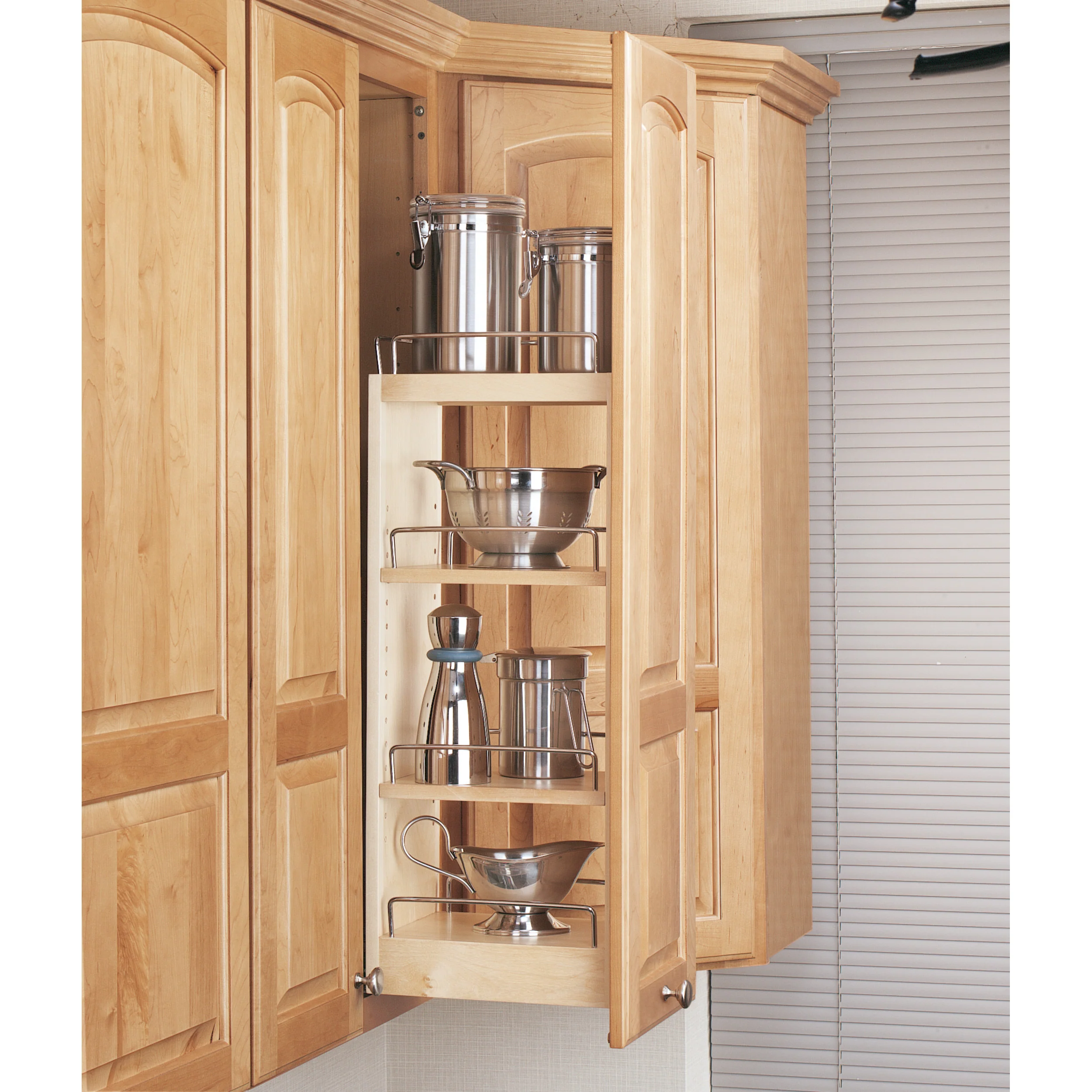 8 in Wood Pull Out Wall Cabinet Organizer Natural  8 in (203 mm) W x 10.75 in (273 mm) D x 26.25 in (667 mm) H - Image 3