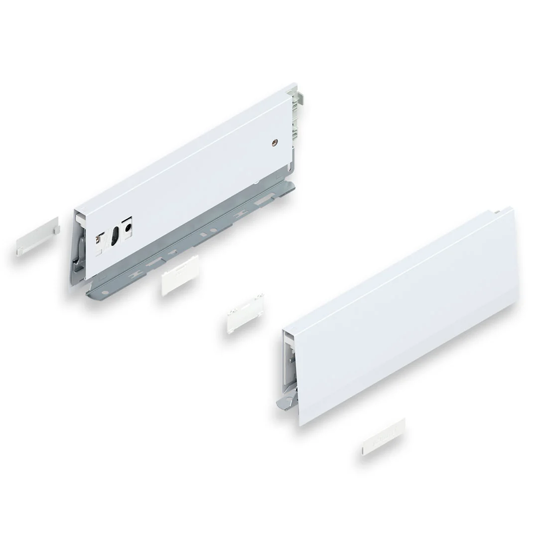 MERIVOBOX SILK WHITE drawer side - height M (91 mm) - NL=270 mm - right - left