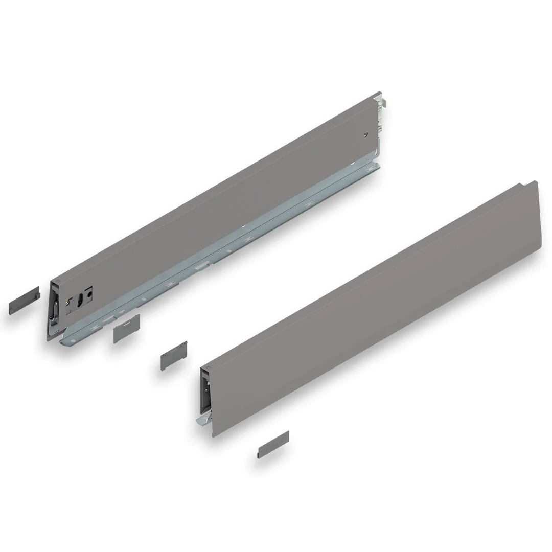 MERIVOBOX INDIUM GRAY drawer side, height M (91 mm), NL=550 mm, right+left