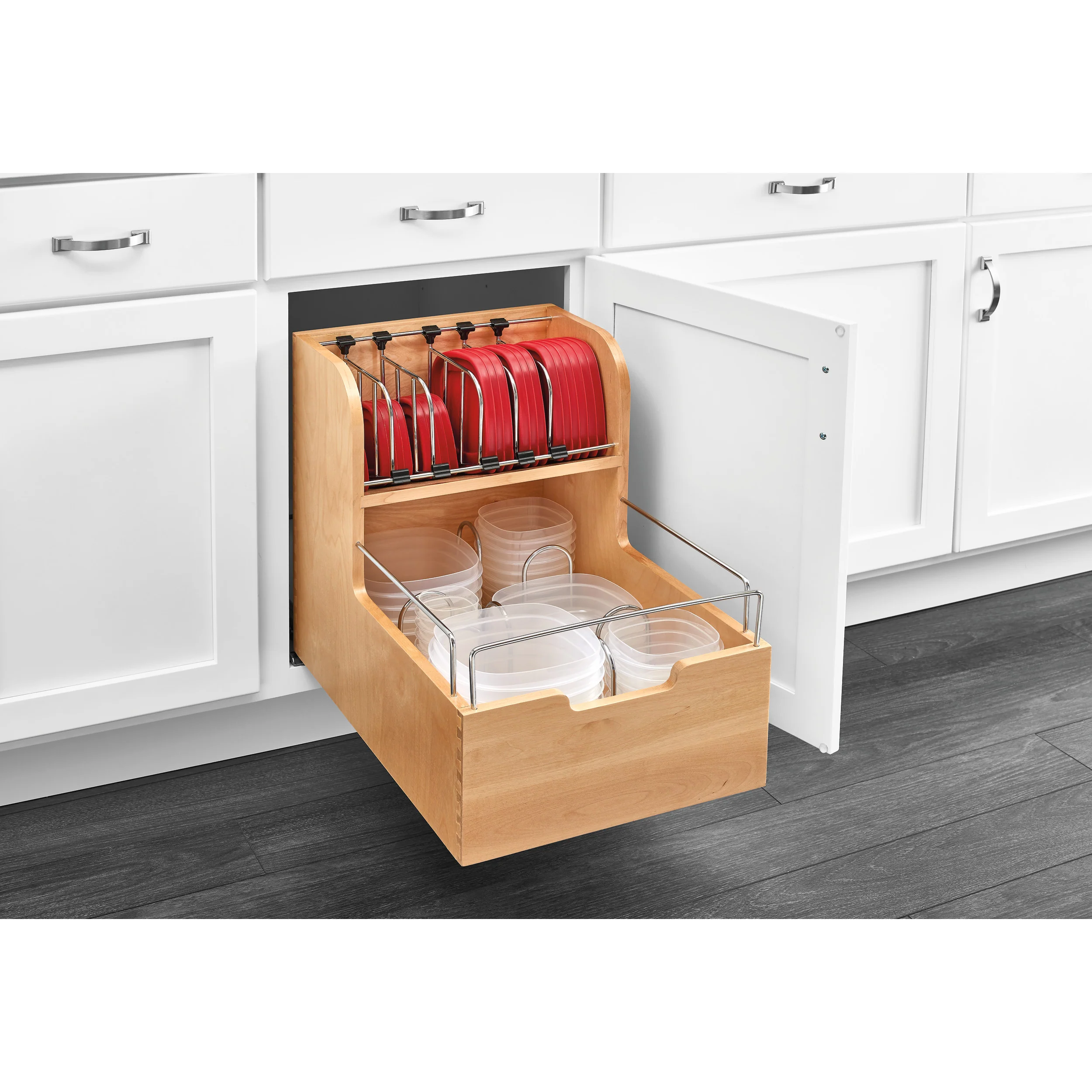 Food Storage Container Organizer Soft Close Natural 14.5 in (368 mm) W x 21.25 in (540 mm) D x 18.88 in (480 mm) H