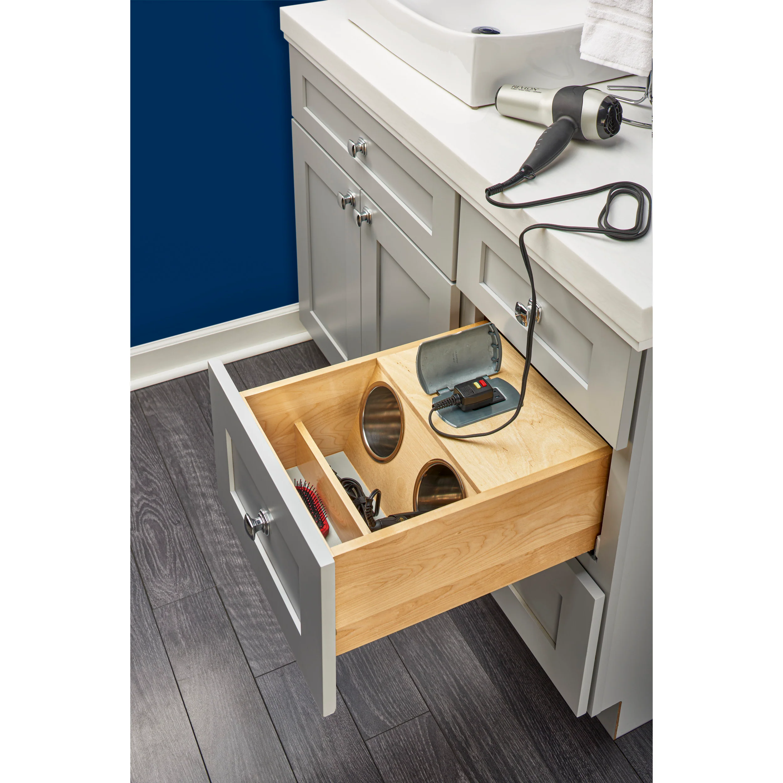 16.5 in Vanity Outlet Drawer Natural for 18". 15 in (381 mm) W x 20.81 in (529 mm) D x 8.93 in (227 mm) H - Image 2