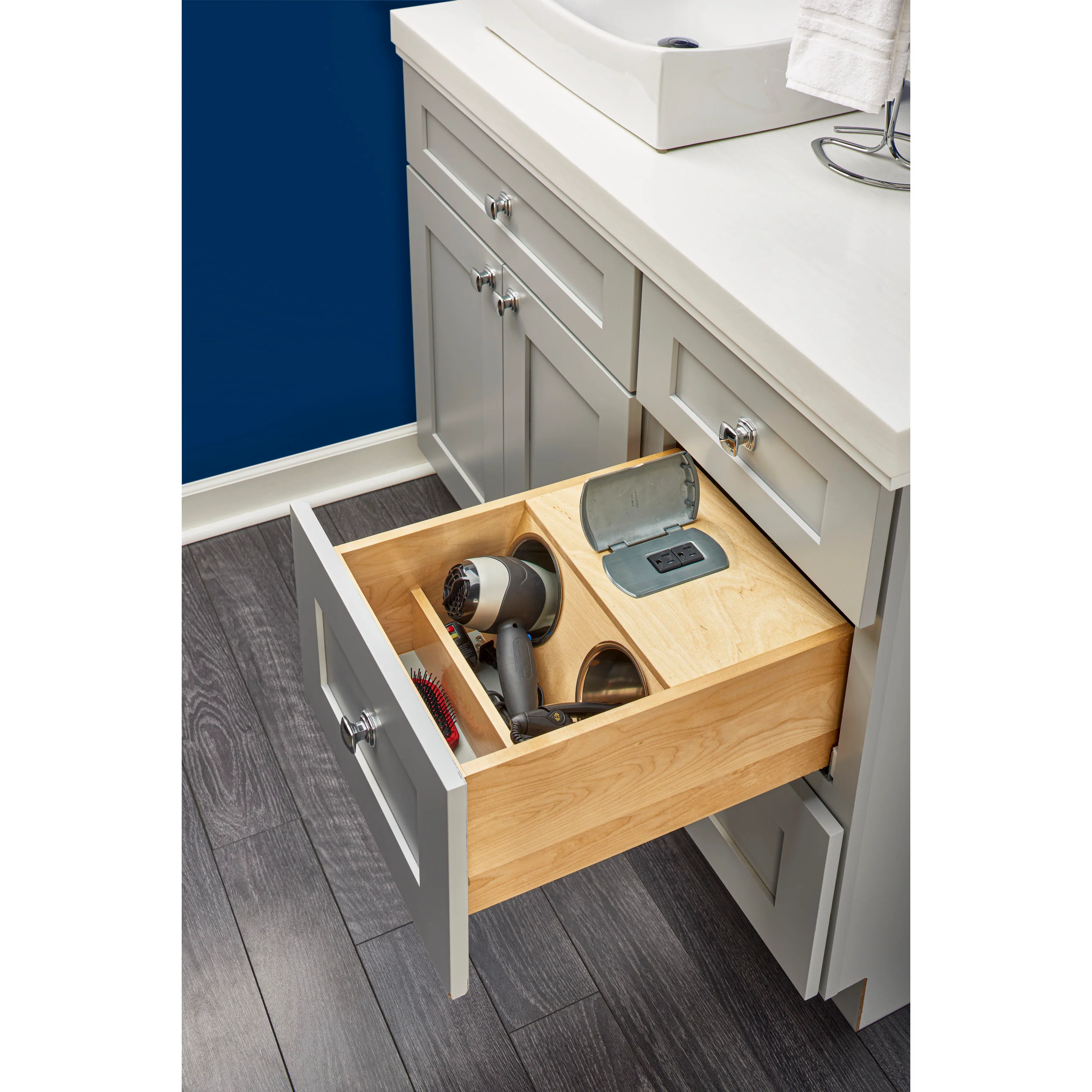 16.5 in Vanity Outlet Drawer Natural for 18". 15 in (381 mm) W x 20.81 in (529 mm) D x 8.93 in (227 mm) H - Image 4