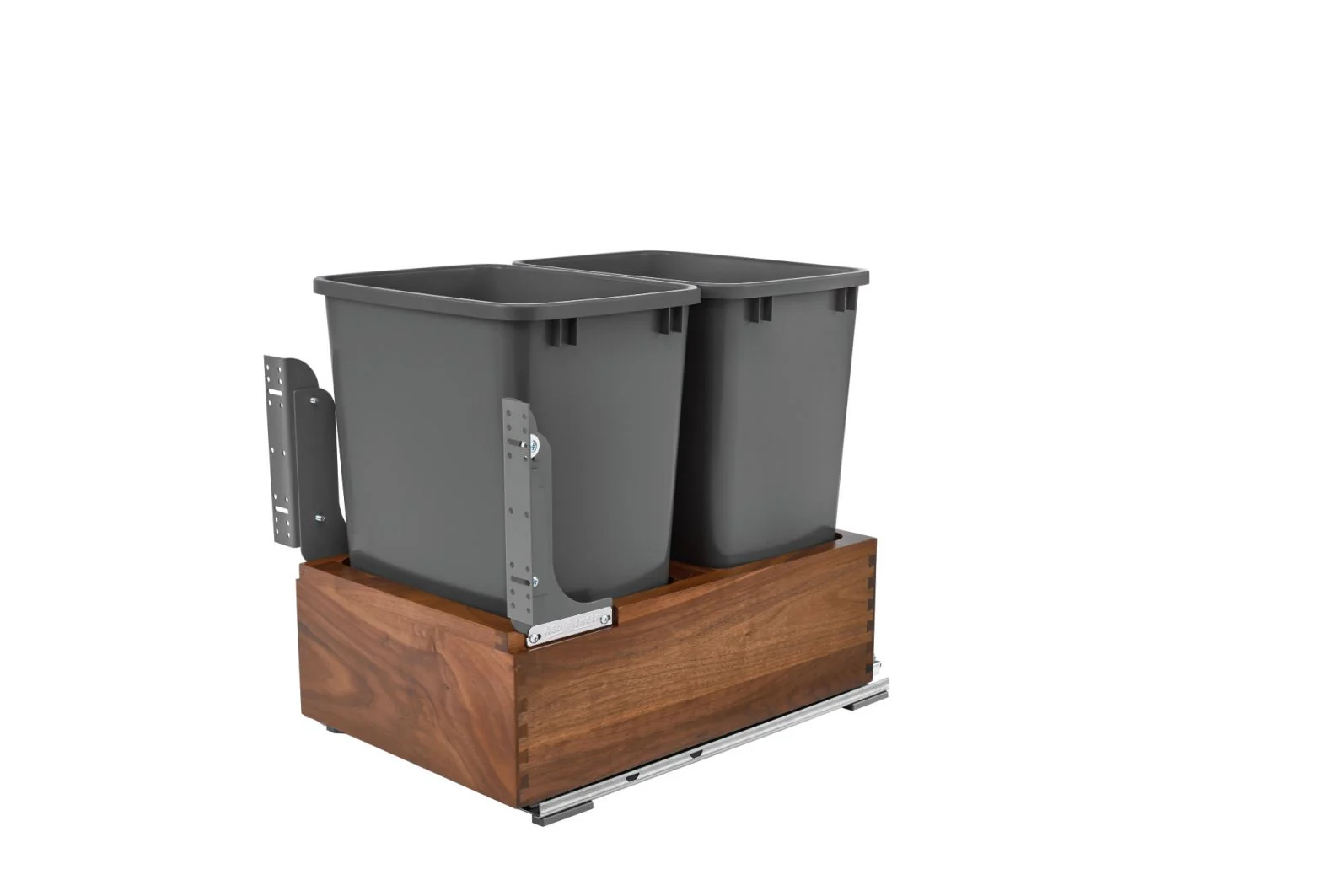Double 35 Qrt Waste Container Walnut 15 in (381 mm) W x 22.13 in (562 mm) D x 19.25 in (489 mm) H - Image 2