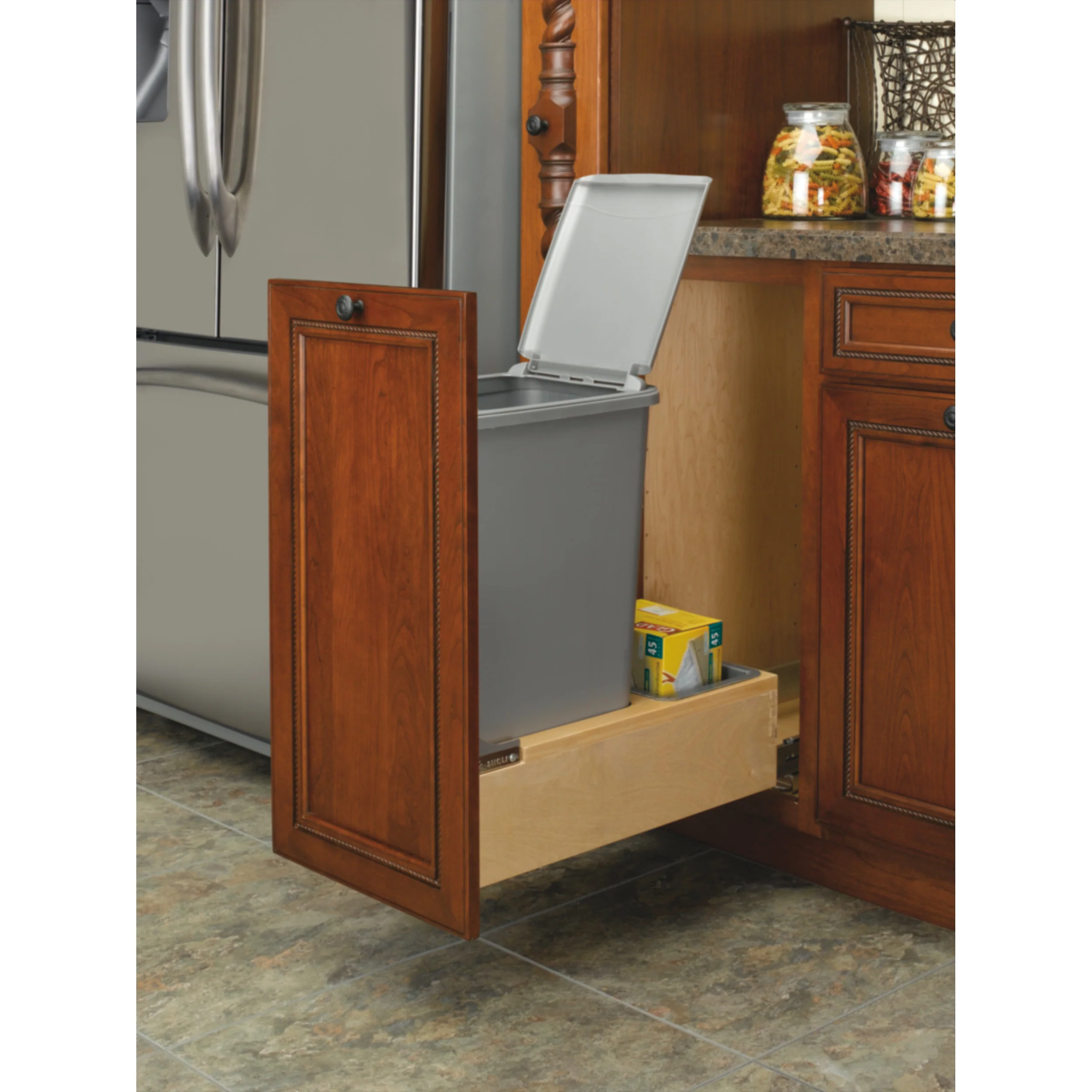 50 Qrt Pull-Out Waste Container Natural  12 in (305 mm) W x 21.75 in (552 mm) D x 23.19 in (589 mm) H