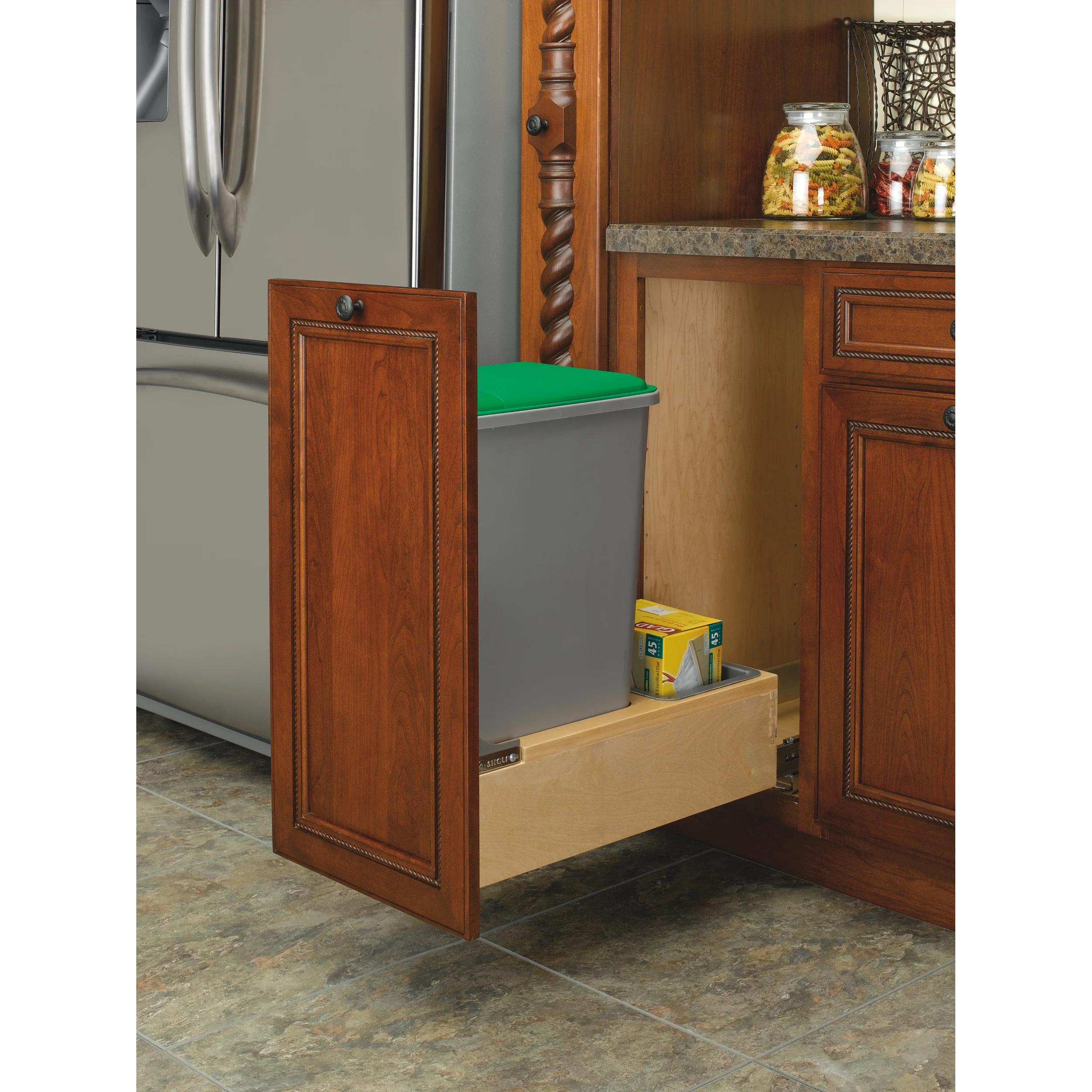 50 Qrt Pull-Out Waste Container Natural  12 in (305 mm) W x 21.75 in (552 mm) D x 23.19 in (589 mm) H - Image 4