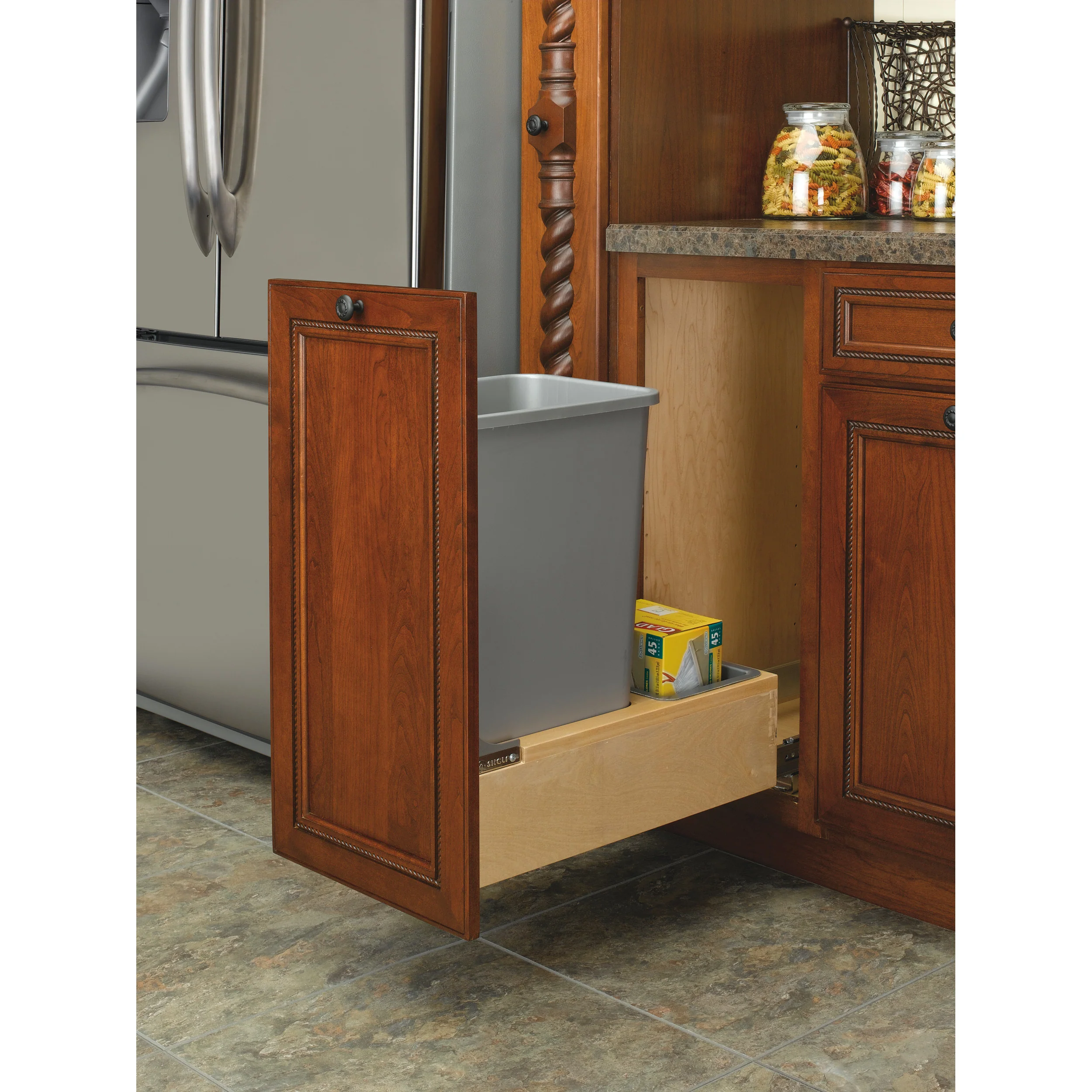 50 Qrt Pull-Out Waste Container Natural  12 in (305 mm) W x 21.75 in (552 mm) D x 23.19 in (589 mm) H - Image 5