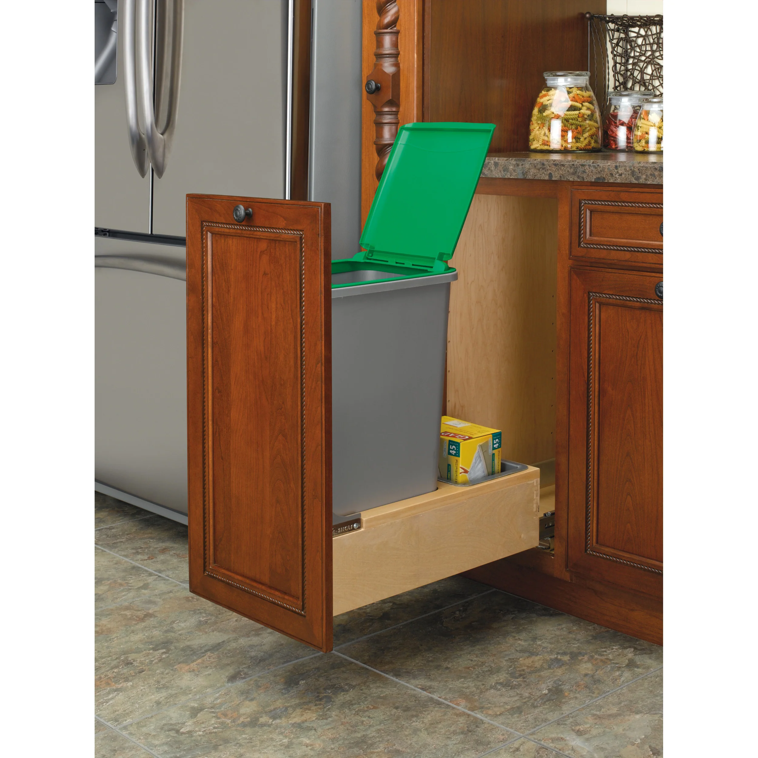 50 Qrt Pull-Out Waste Container Natural  12 in (305 mm) W x 21.75 in (552 mm) D x 23.19 in (589 mm) H - Image 6
