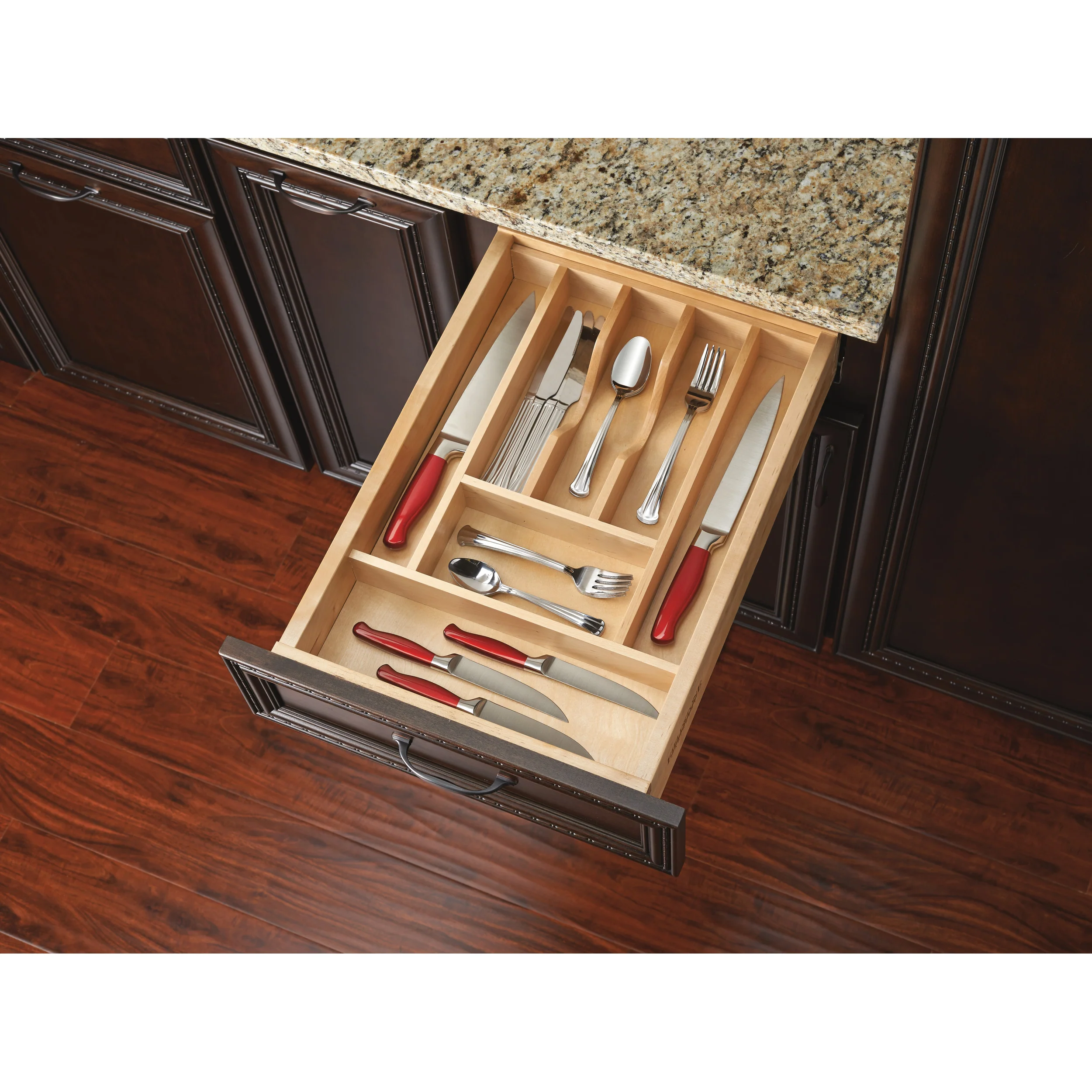 Short Wood Cutlery Tray Insert Natural  14.63 in (372 mm) W x 22 in (559 mm) D x 2.38 in (60 mm) H - Image 7