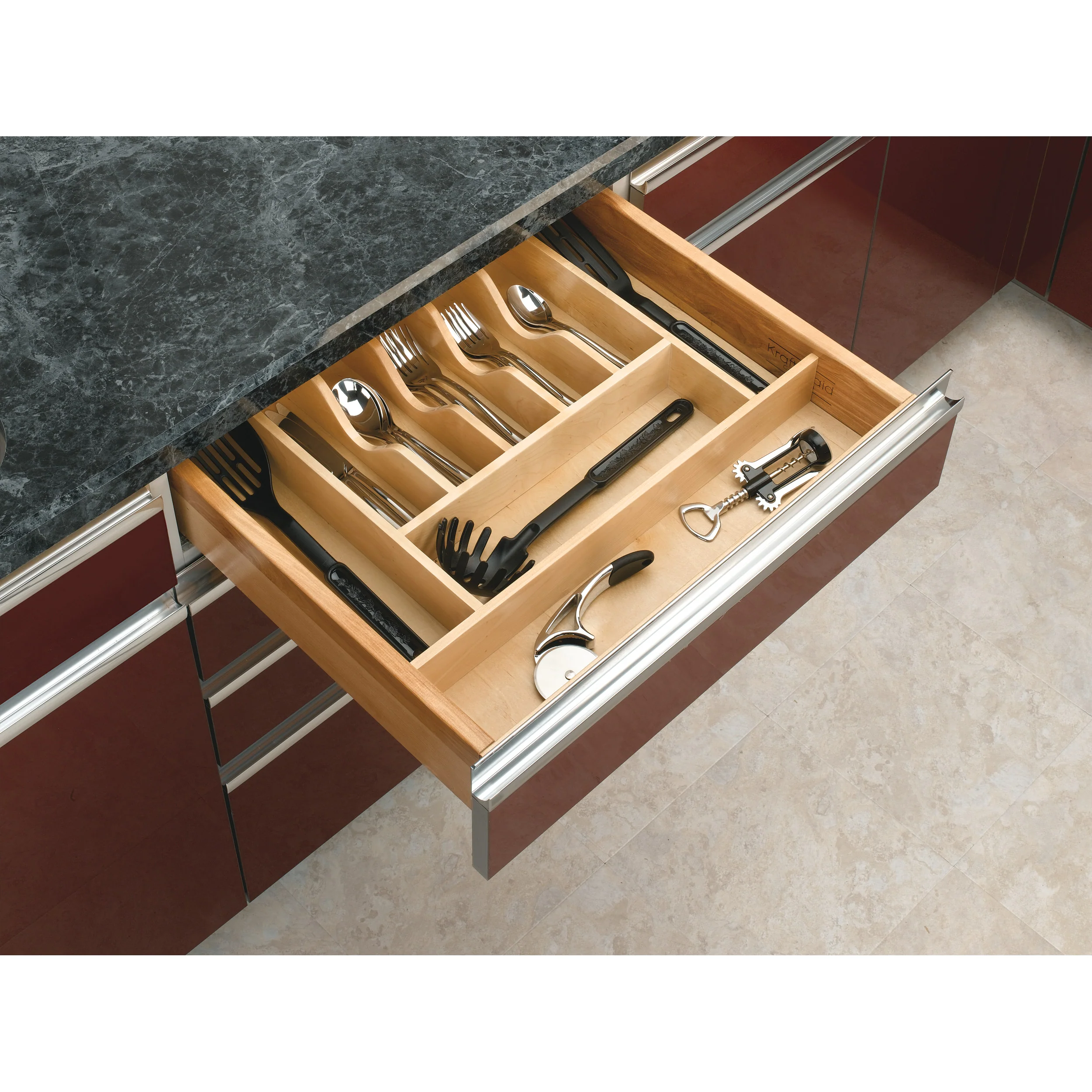Tall Wood Cutlery Tray Insert Natural 20.63 in (524 mm) W x 22 in (559 mm) D x 2.88 in (73 mm) H - Image 4