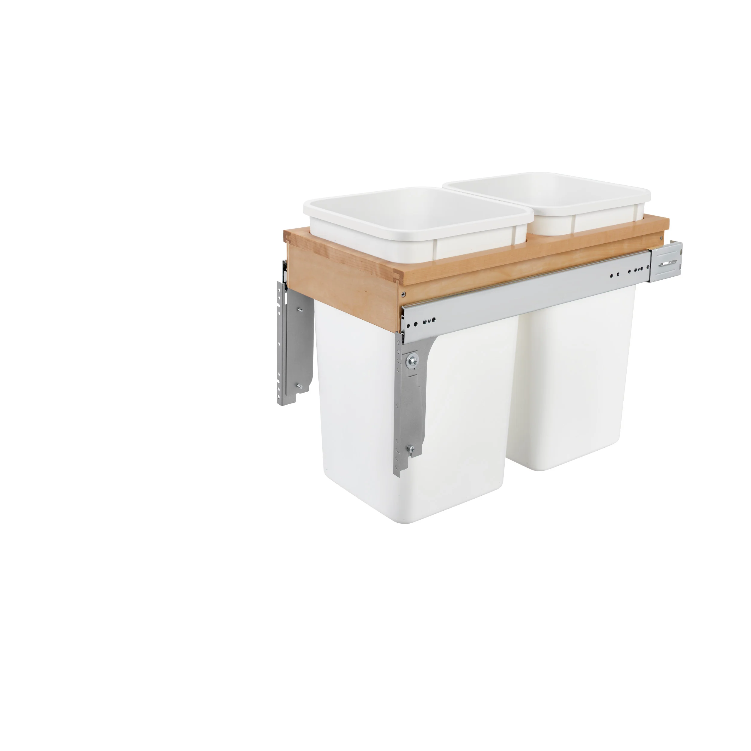 Double 27 Qrt Top mount Waste Container (1-1/2" faceframe) Natural 12 in (305 mm) W x 23.25 in (591 mm) D x 17.75 in (451 mm) H