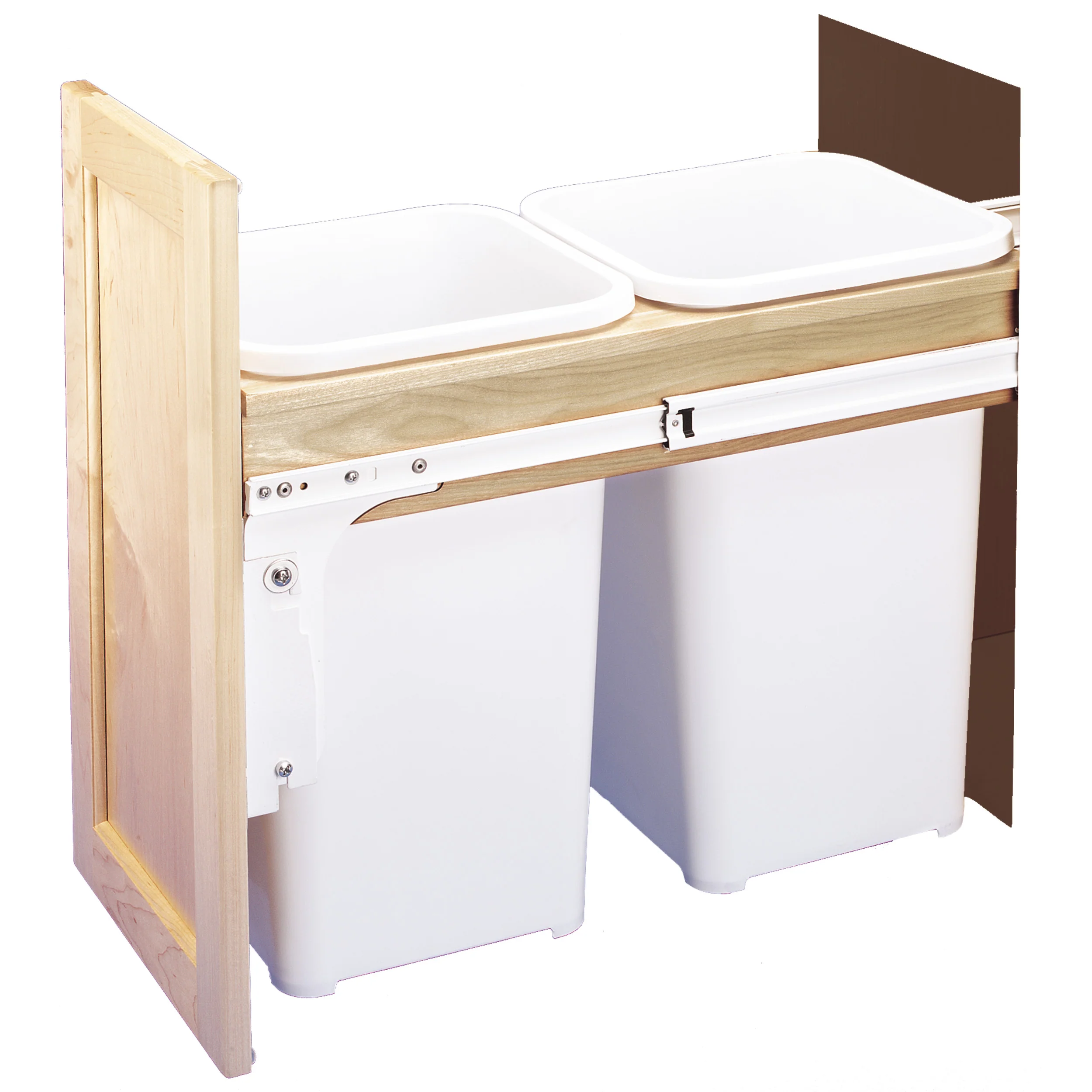 Double 27 Qrt Top mount Waste Container (Full-access) Natural 13.5 in (343 mm) W x 23.25 in (591 mm) D x 17.75 in (451 mm) H - Image 2