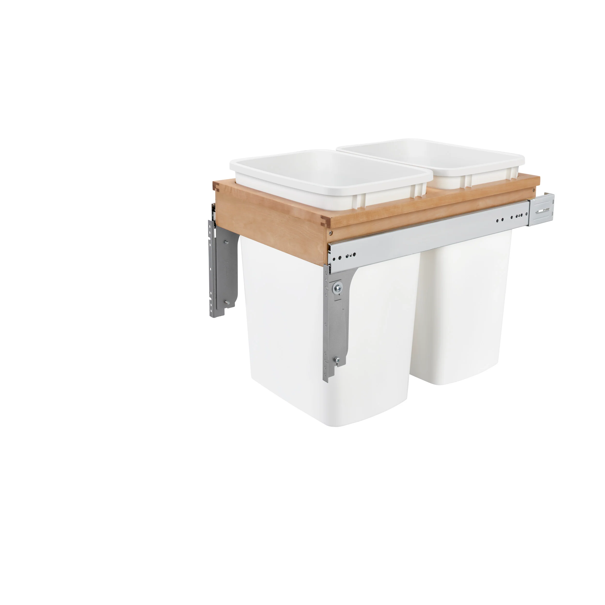 Double 35 Qrt Top mount Waste Container (1-1/2" faceframe) Natural  15 in (381 mm) W x 22.5 in (572 mm) D x 17.88 in (454 mm) H - Image 4