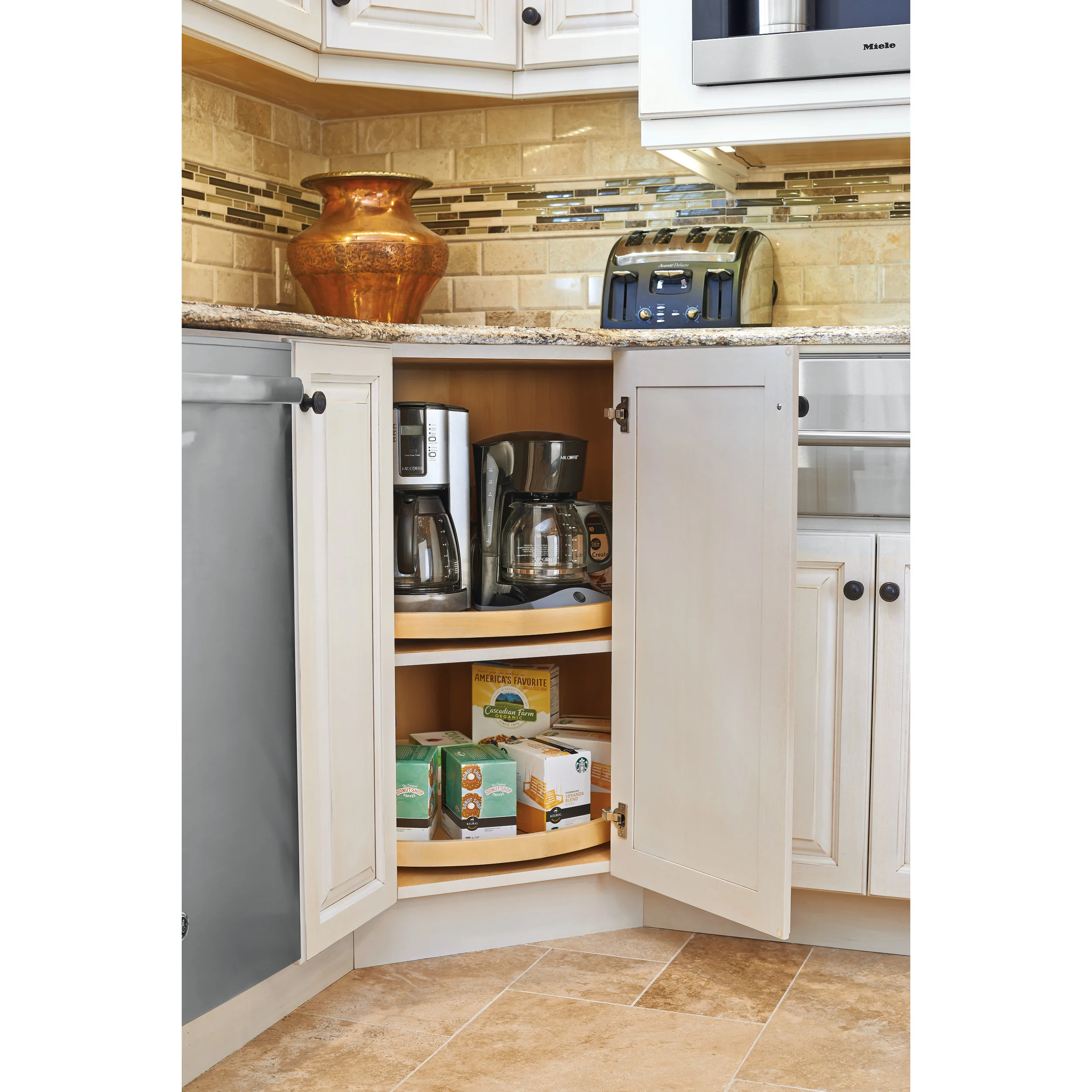 18 in Wood Full Circle Lazy Susan Shelf Only Natural  20 in (508 mm) W x 20 in (508 mm) D x 1.63 in (41 mm) H - Image 3