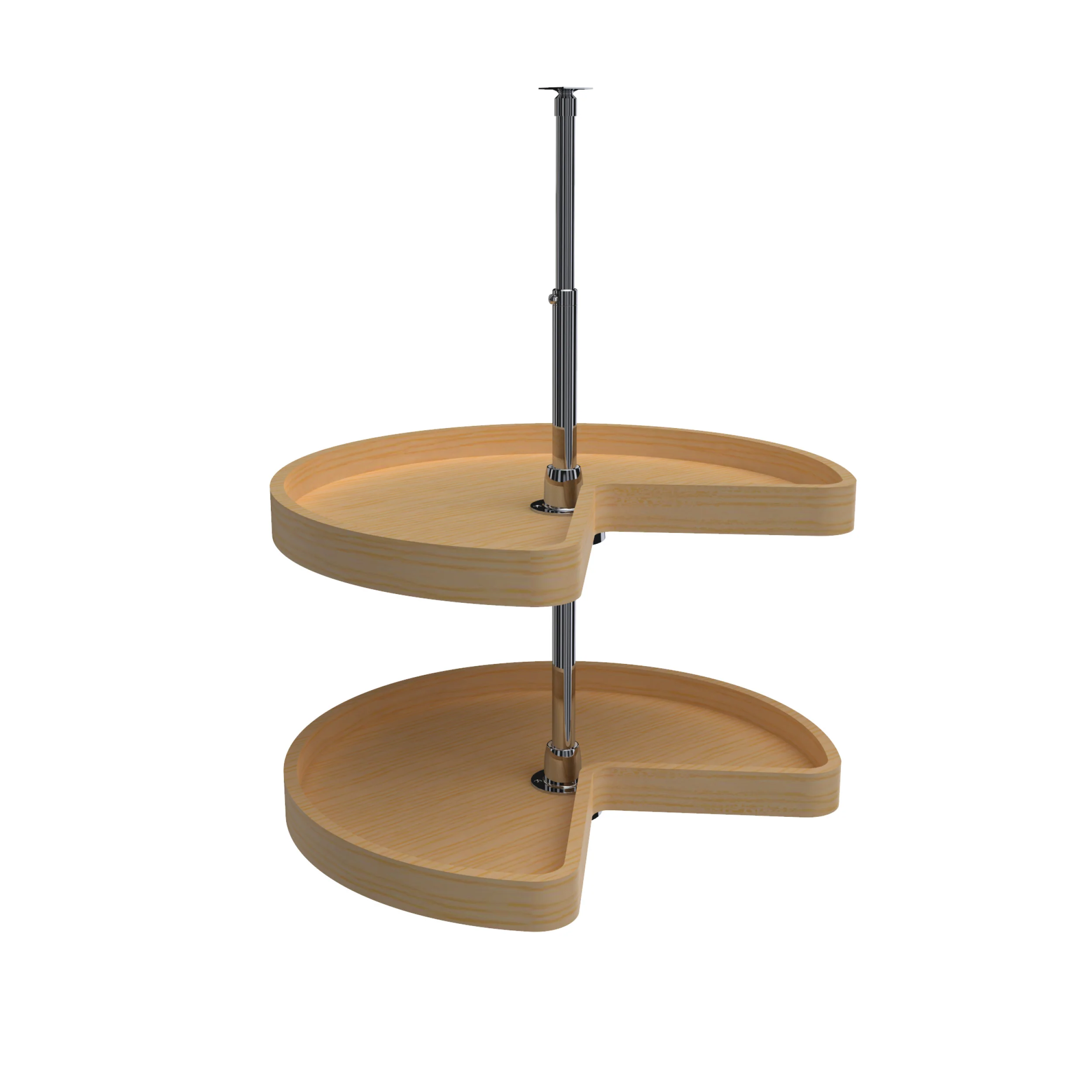 24 in Wood Kidney Lazy Susans 2-Shelf Natural 24 in (610 mm) W x 24 in (610 mm) D x 26 in (660 mm) H