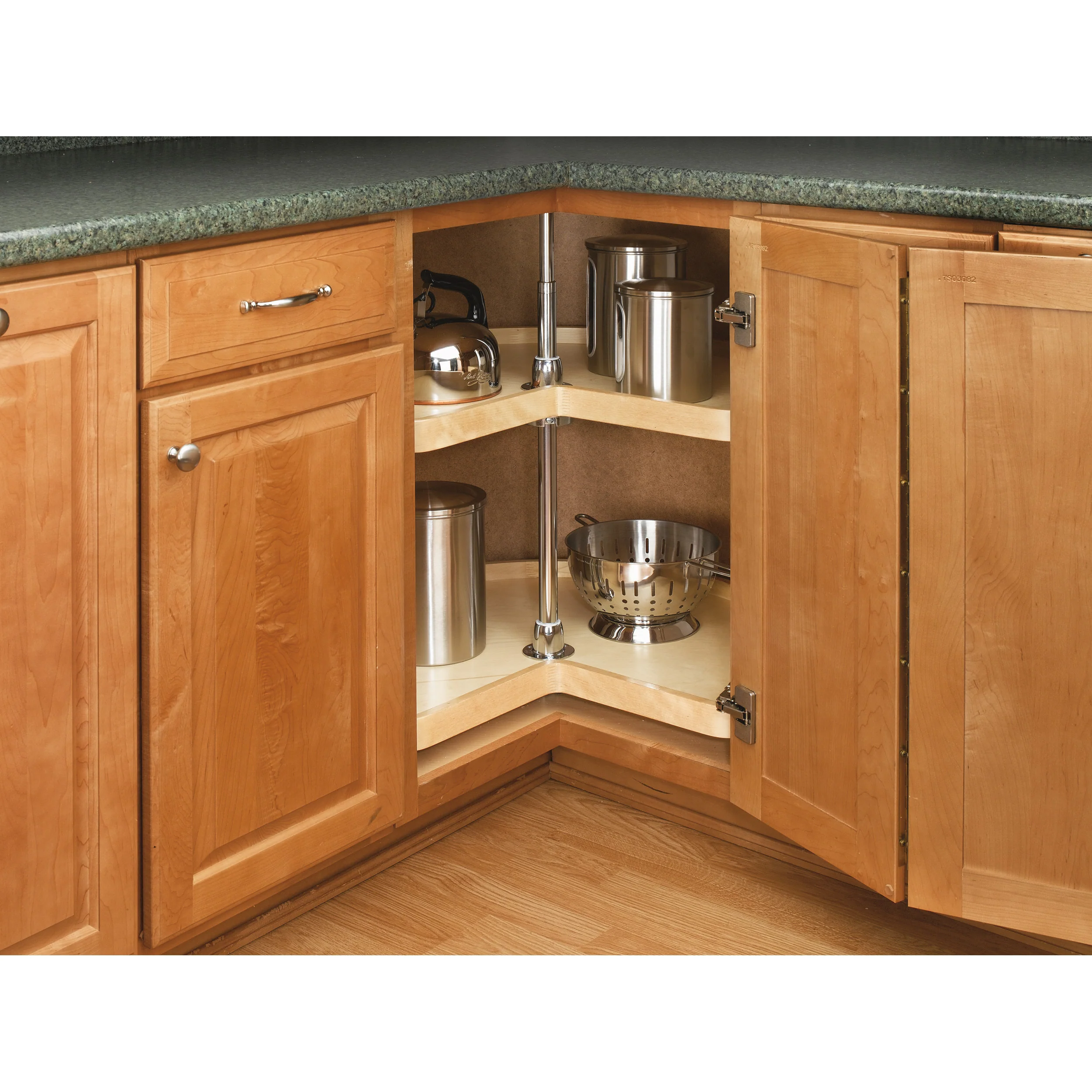 24 in Wood Kidney Lazy Susans 2-Shelf Natural 24 in (610 mm) W x 24 in (610 mm) D x 26 in (660 mm) H - Image 5