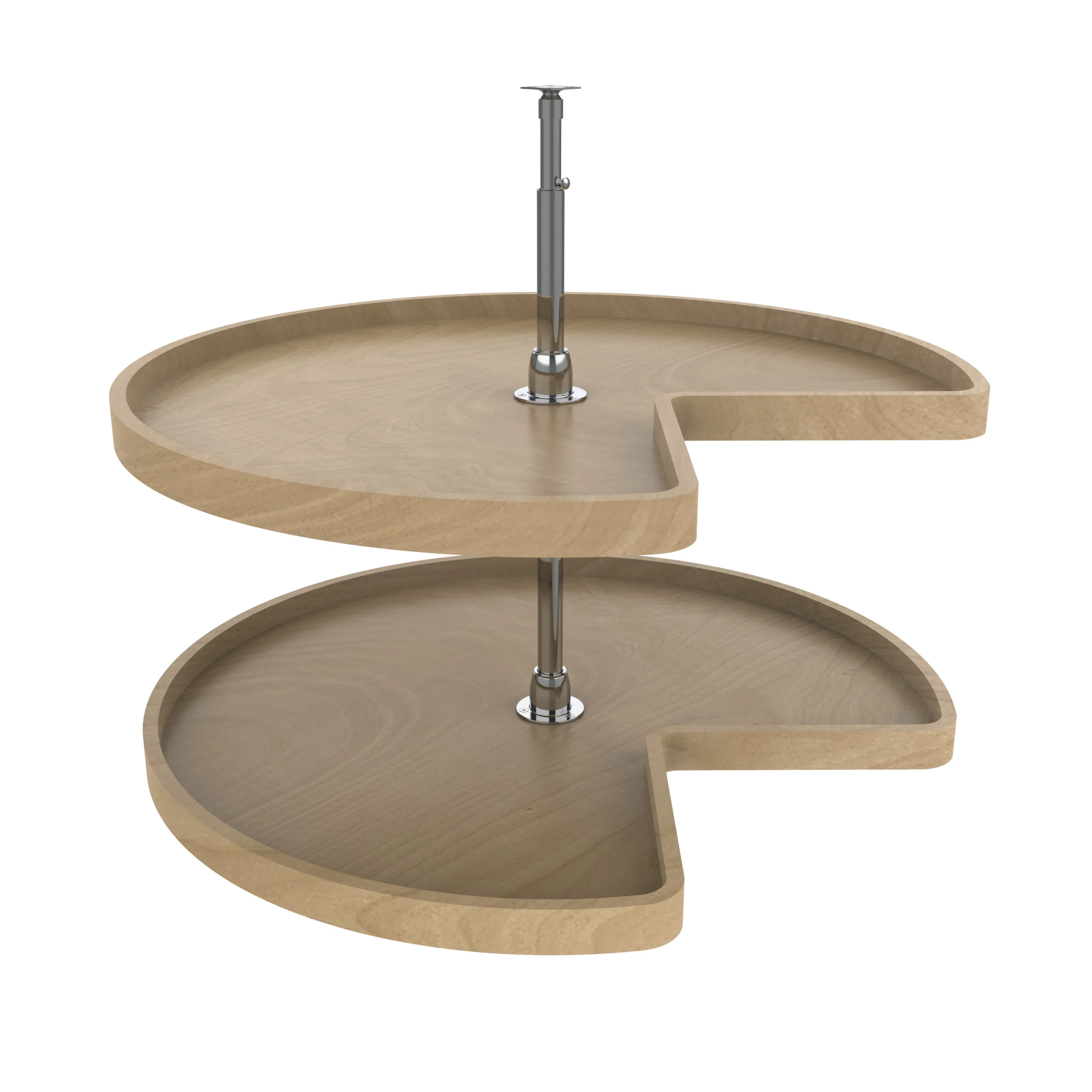 32 in Wood Kidney Lazy Susans 2-Shelf Natural 32 in (813 mm) W x 32 in (813 mm) D x 26 in (660 mm) H