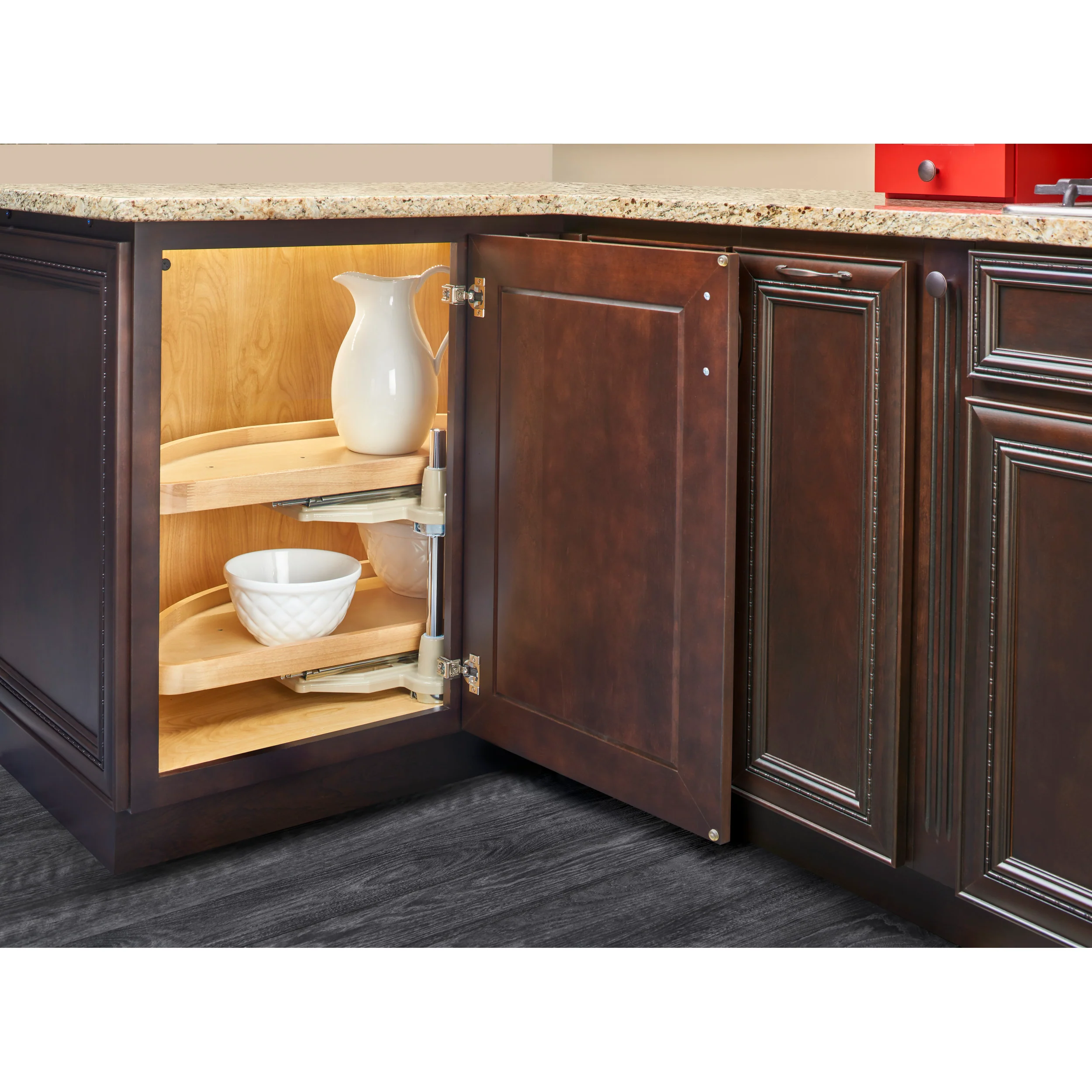 38 in Wood Half Moon Lazy Susans 2-Tier Natural  18 in (457 mm) W x 38 in (965 mm) D x 18 in (457 mm) H