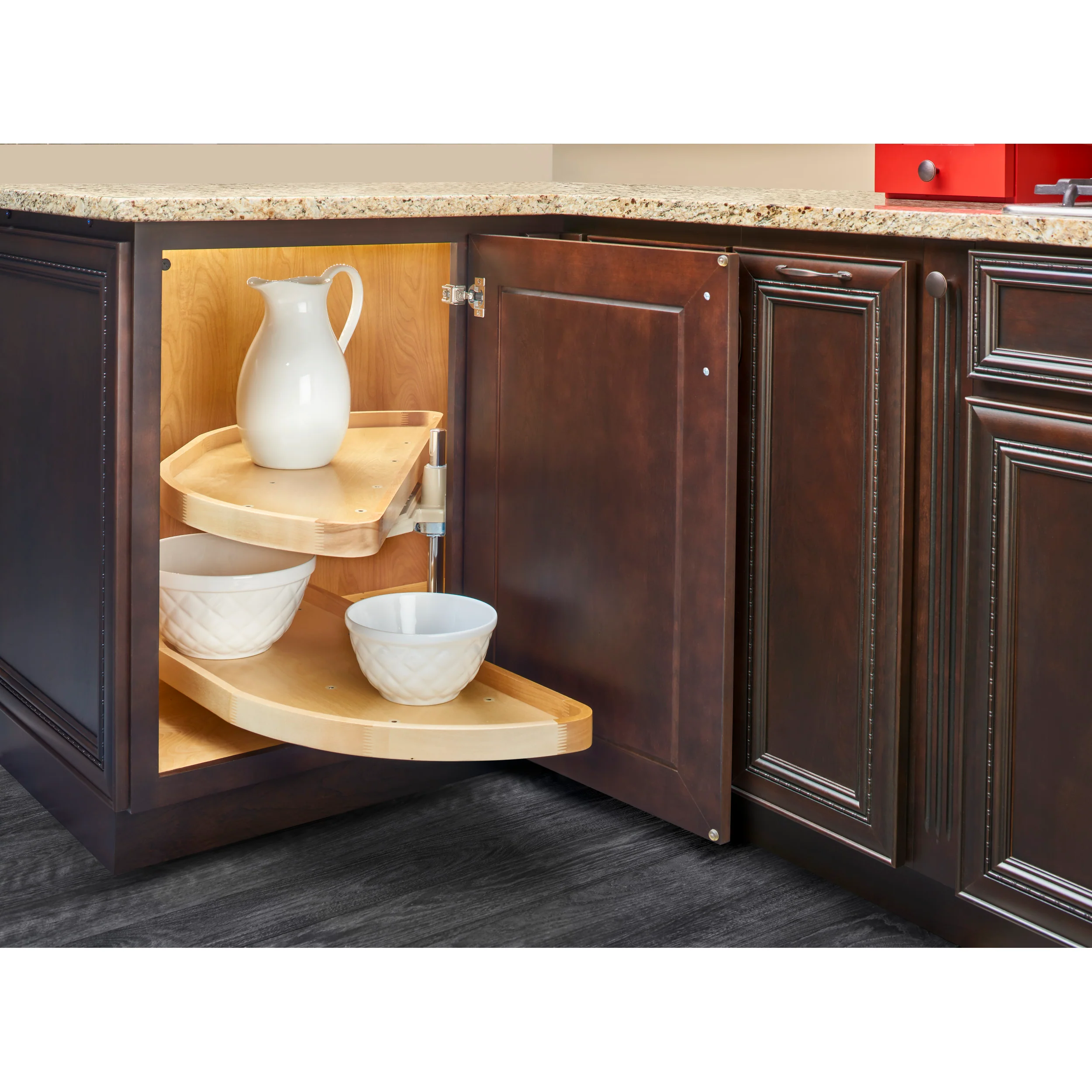 38 in Wood Half Moon Lazy Susans 2-Tier Natural  18 in (457 mm) W x 38 in (965 mm) D x 18 in (457 mm) H - Image 6