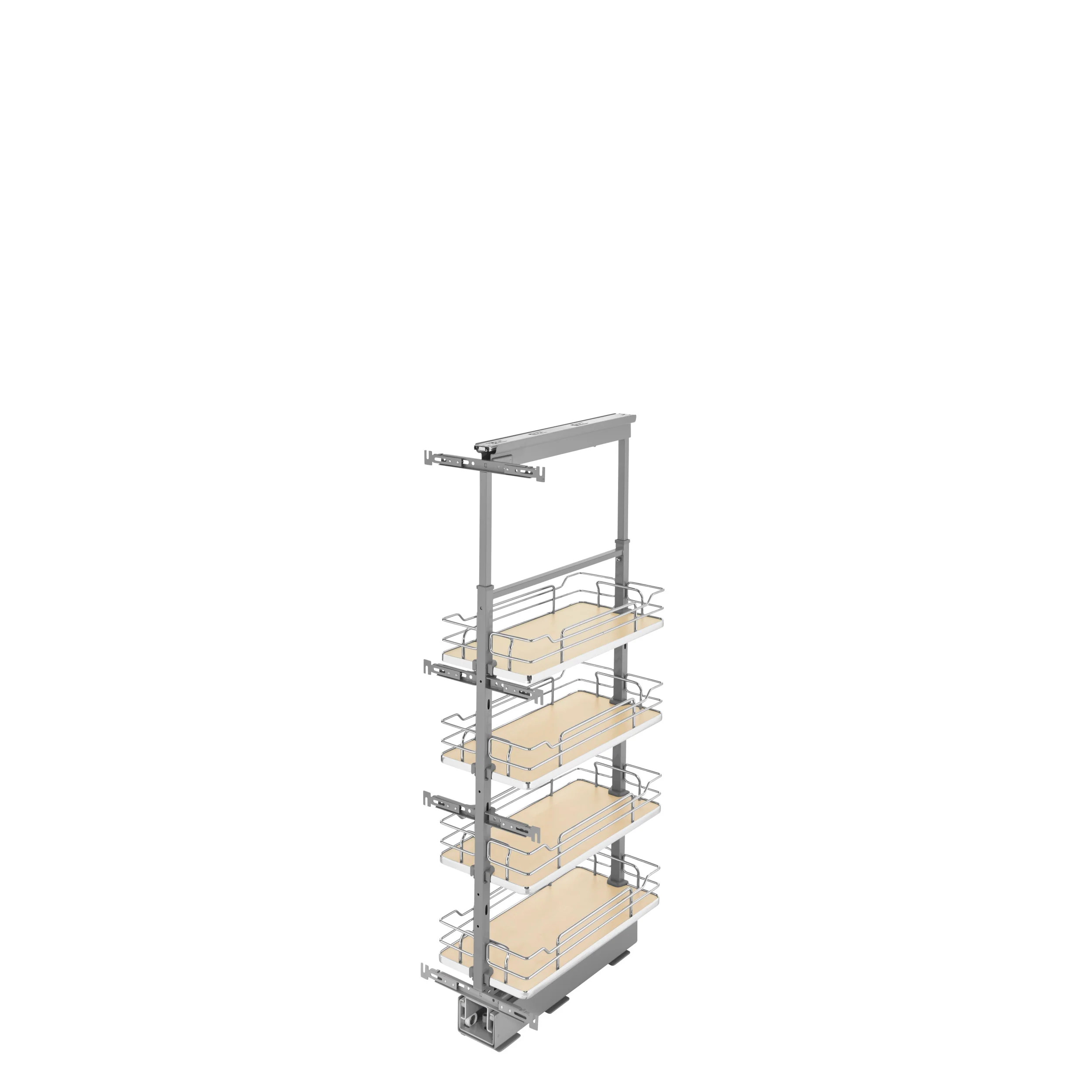 10 in Chrome Solid Bottom Pantry Pullout Soft Close Natural 10.25 in (260 mm) W x 21.69 in (551 mm) D x 43.41 in (1103 mm) H - Image 2