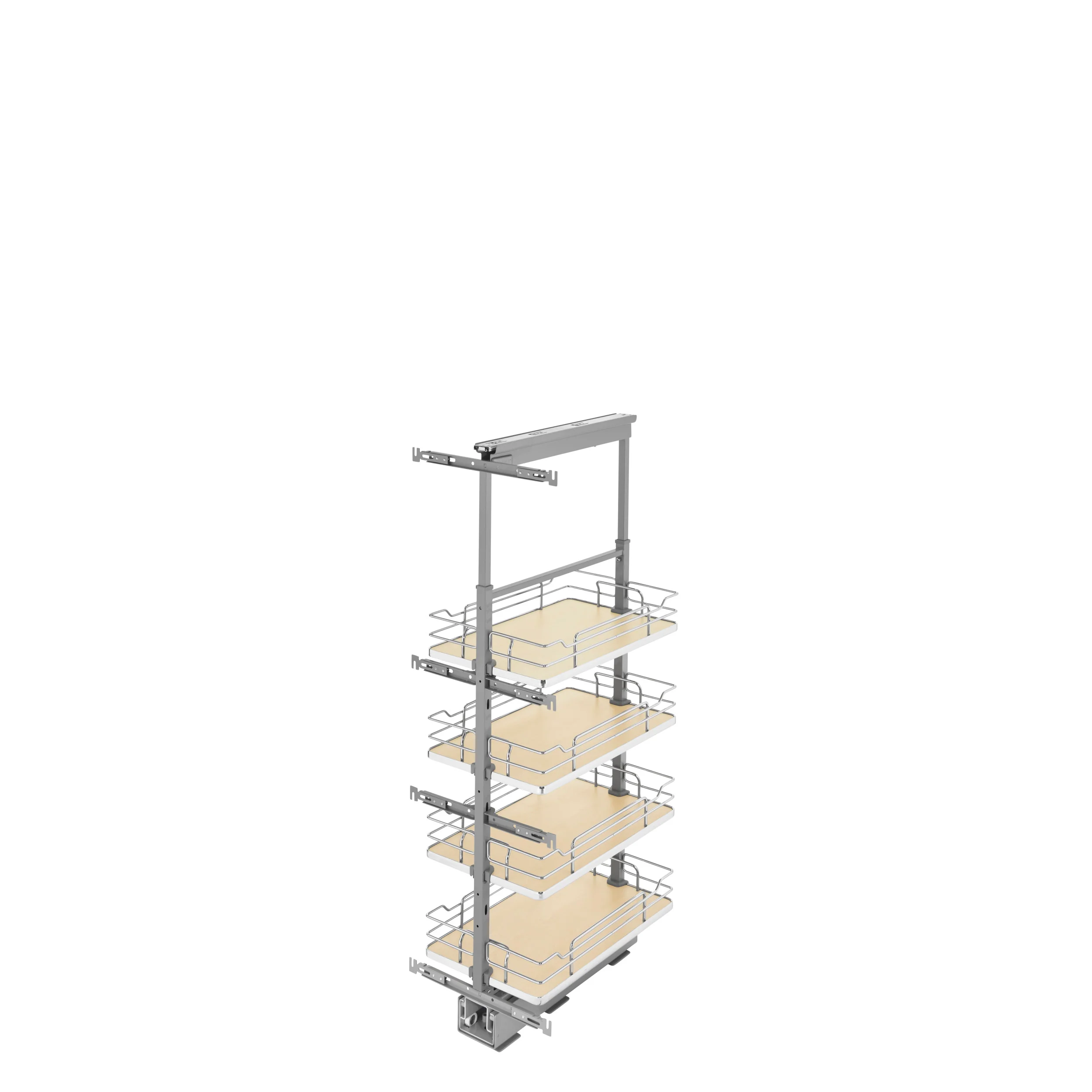 13 in Chrome Solid Bottom Pantry Pullout Soft Close Natural 13.25 in (337 mm) W x 21.69 in (551 mm) D x 43.41 in (1103 mm) H - Image 2