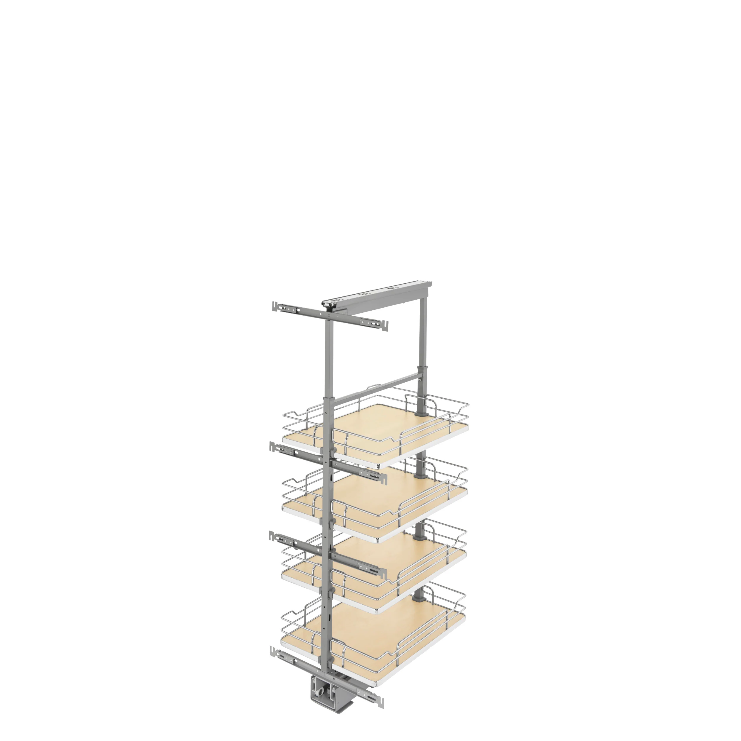 16 in Chrome Solid Bottom Pantry Pullout Soft Close Natural 16.25 in (413 mm) W x 21.69 in (551 mm) D x 43.41 in (1103 mm) H - Image 6