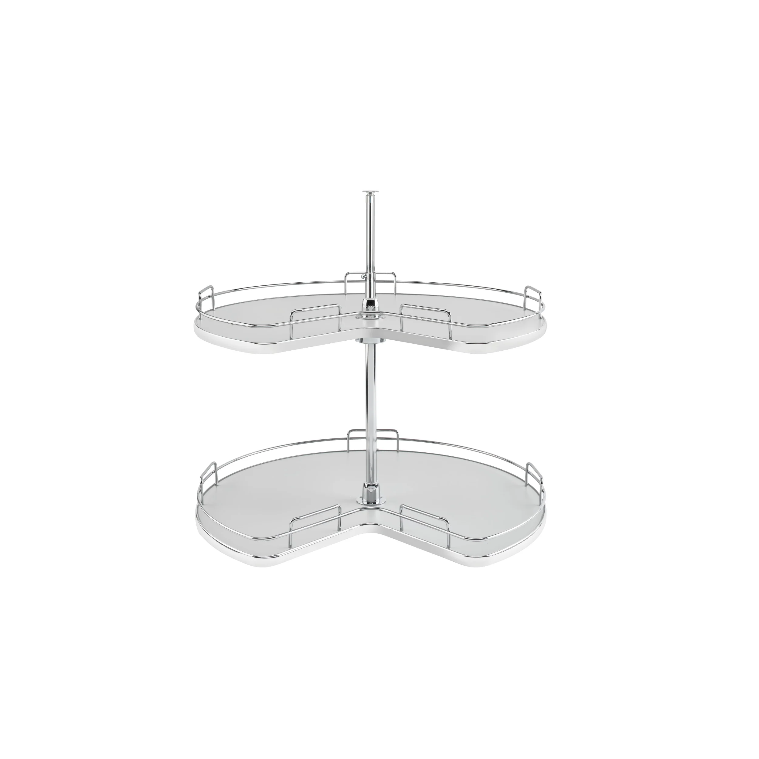 32 in Kidney Shape Lazy Susan 2 Shelf Set Gray  32 in (813 mm) W x 32 in (813 mm) D x 26 in (660 mm) H - Image 2