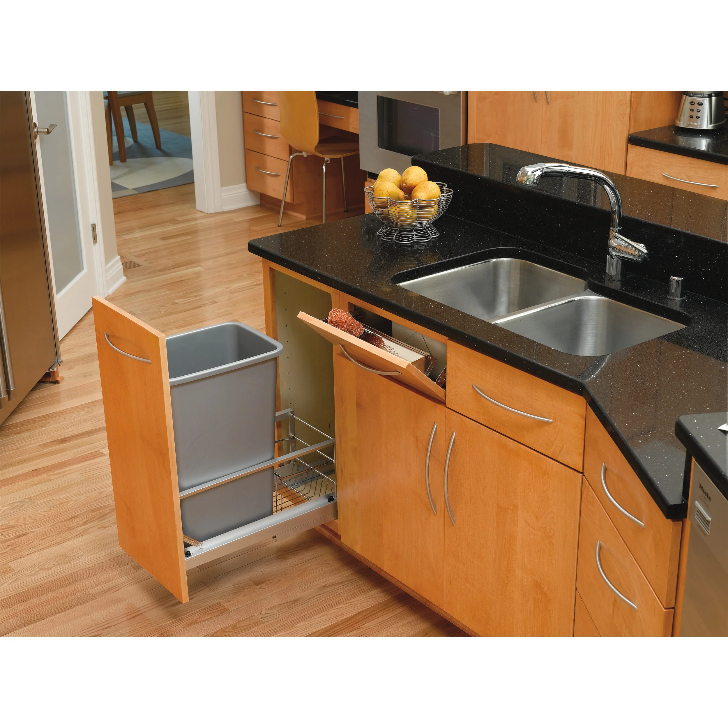 50 Qrt Pull-Out Waste Container Silver  10.75 in (273 mm) W x 21.94 in (557 mm) D x 23.13 in (588 mm) H - Image 5