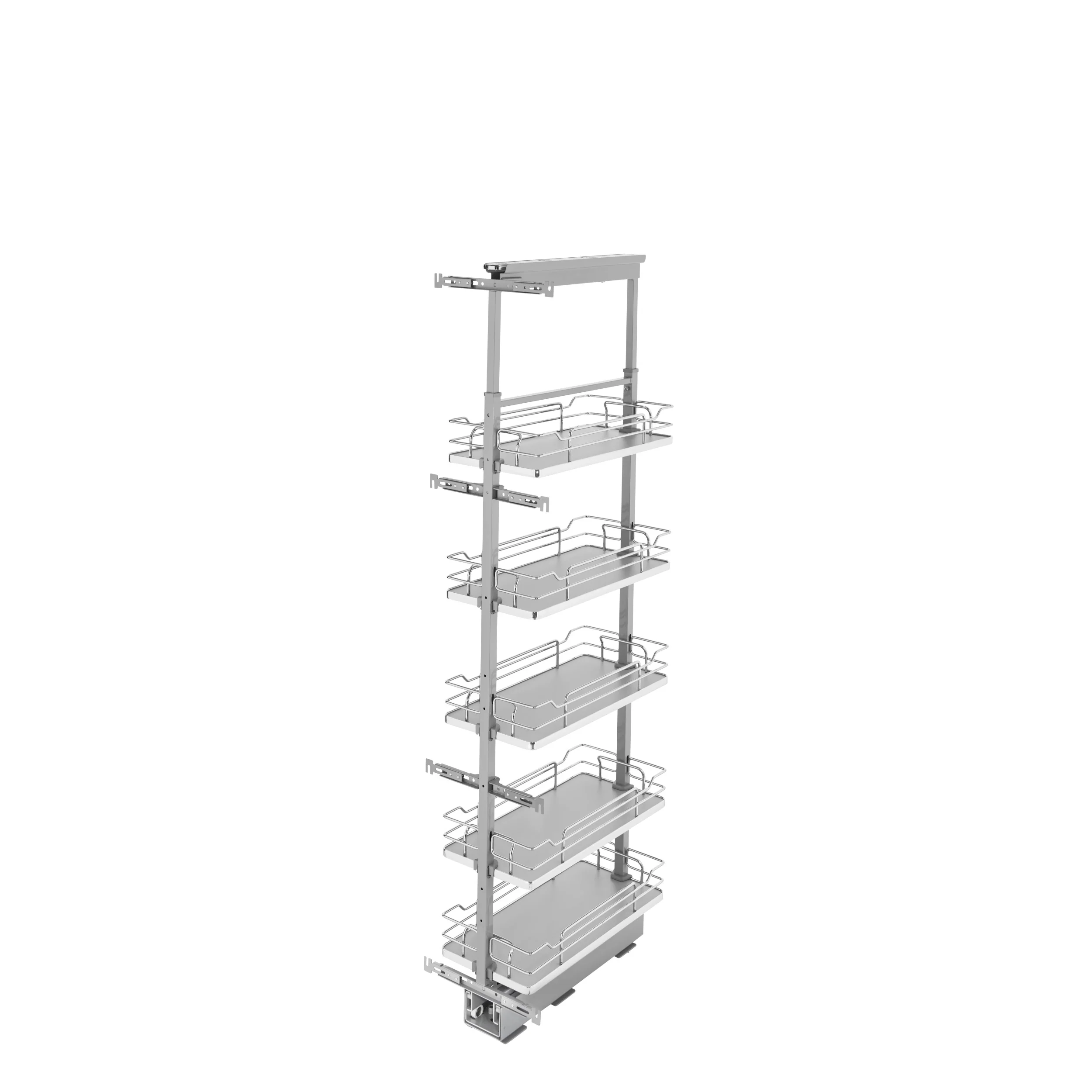 10 in Chrome Solid Bottom Pantry Pullout Soft Close Gray 10.25 in (260 mm) W x 21.69 in (551 mm) D x 58.25 in (1480 mm) H - Image 2