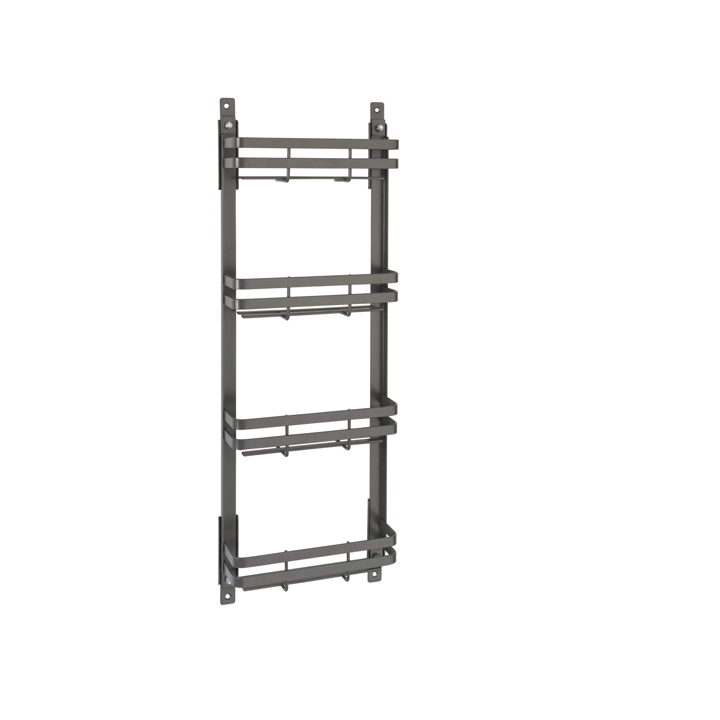 Small Flat Metal Door mount Spice Rack Orion Gray 7.87 in (200 mm) W x 2.48 in (63 mm) D x 23.35 in (593 mm) H - Image 2