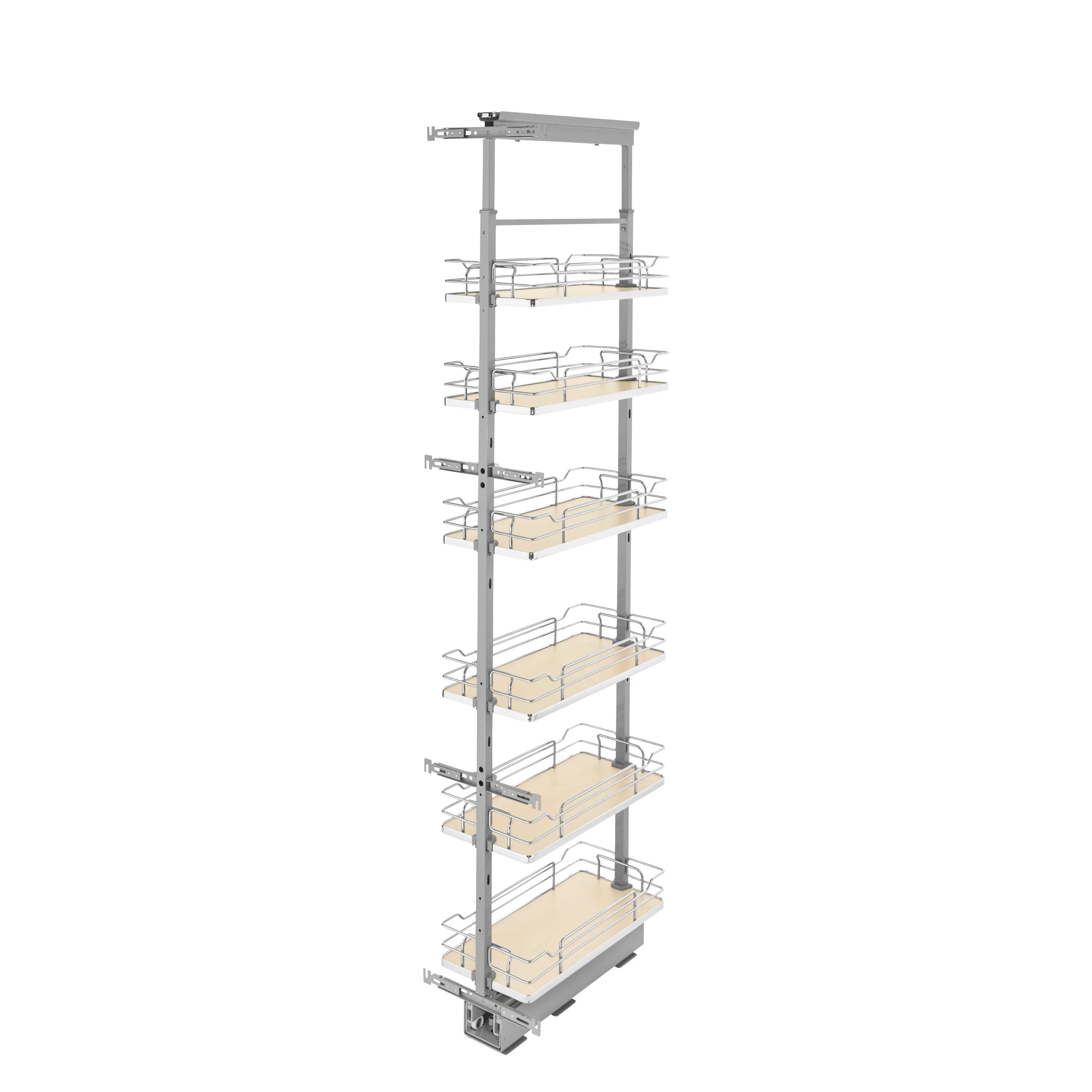 10 in Chrome Solid Bottom Pantry Pullout Soft Close Natural 10.25 in (260 mm) W x 21.69 in (551 mm) D x 73.63 in (1870 mm) H - Image 2