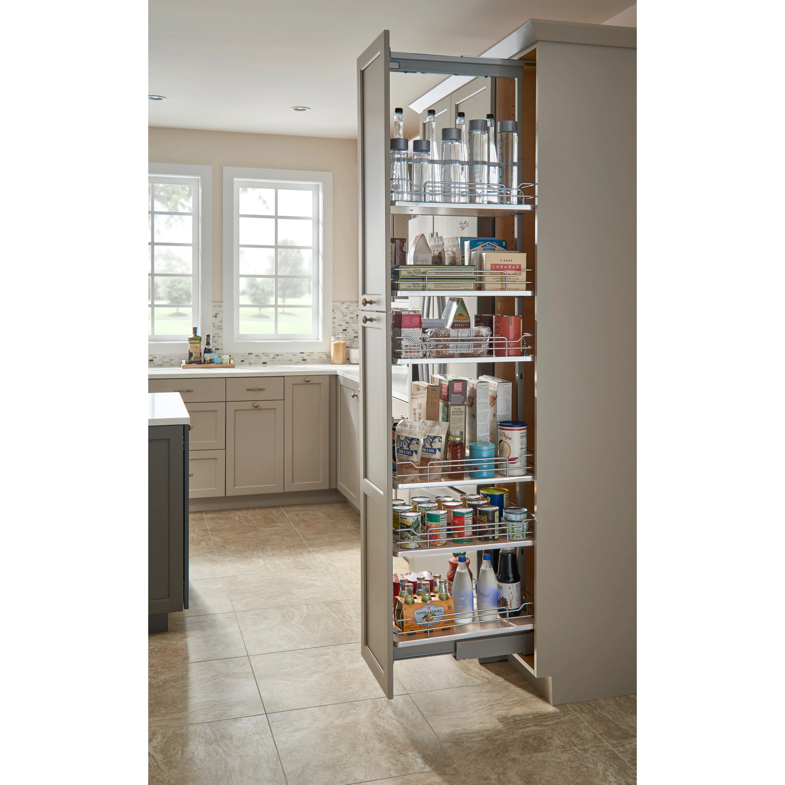 16 in Chrome Solid Bottom Pantry Pullout Soft Close Natural  16.25 in (413 mm) W x 21.69 in (551 mm) D x 73.63 in (1870 mm) H - Image 11