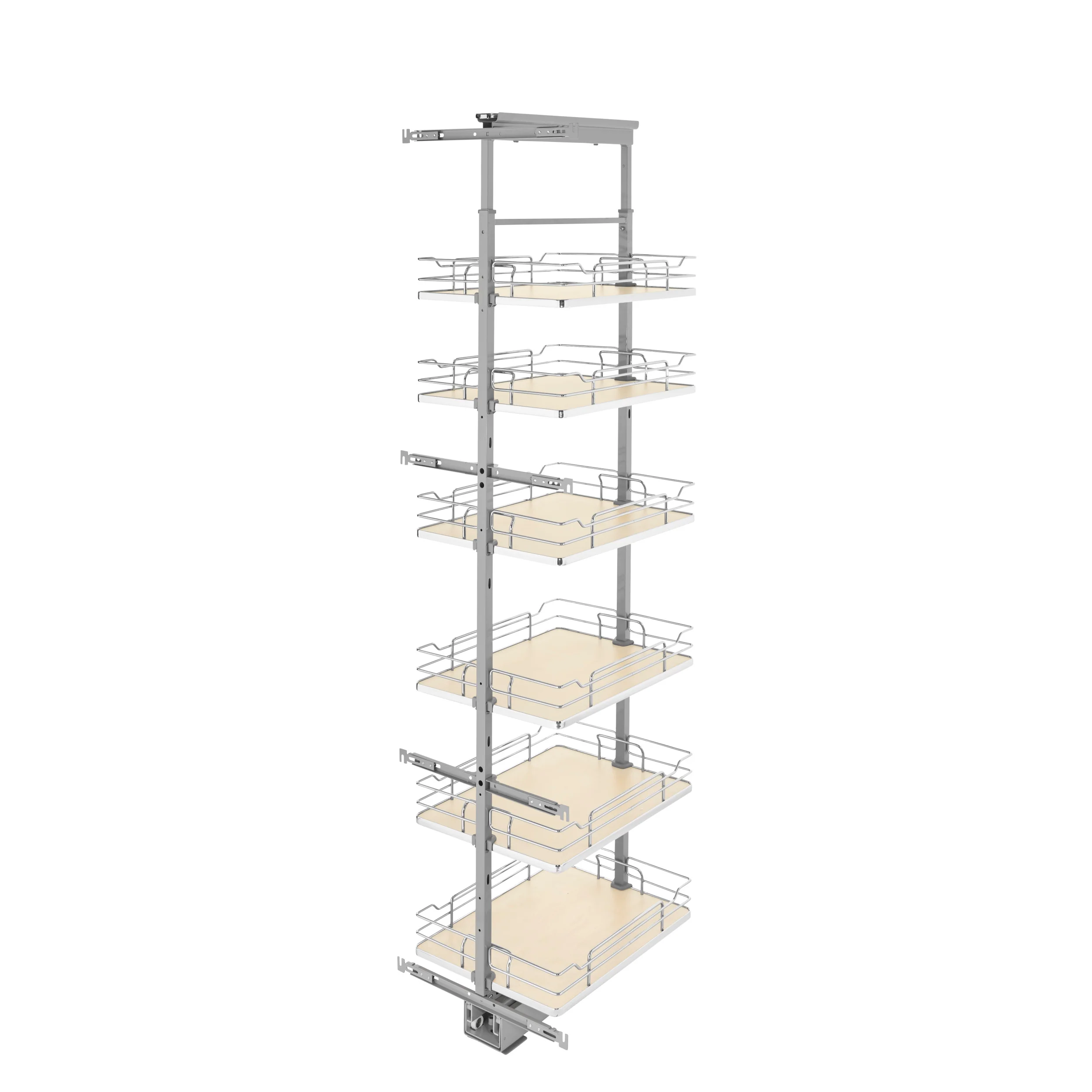 16 in Chrome Solid Bottom Pantry Pullout Soft Close Natural  16.25 in (413 mm) W x 21.69 in (551 mm) D x 73.63 in (1870 mm) H - Image 8