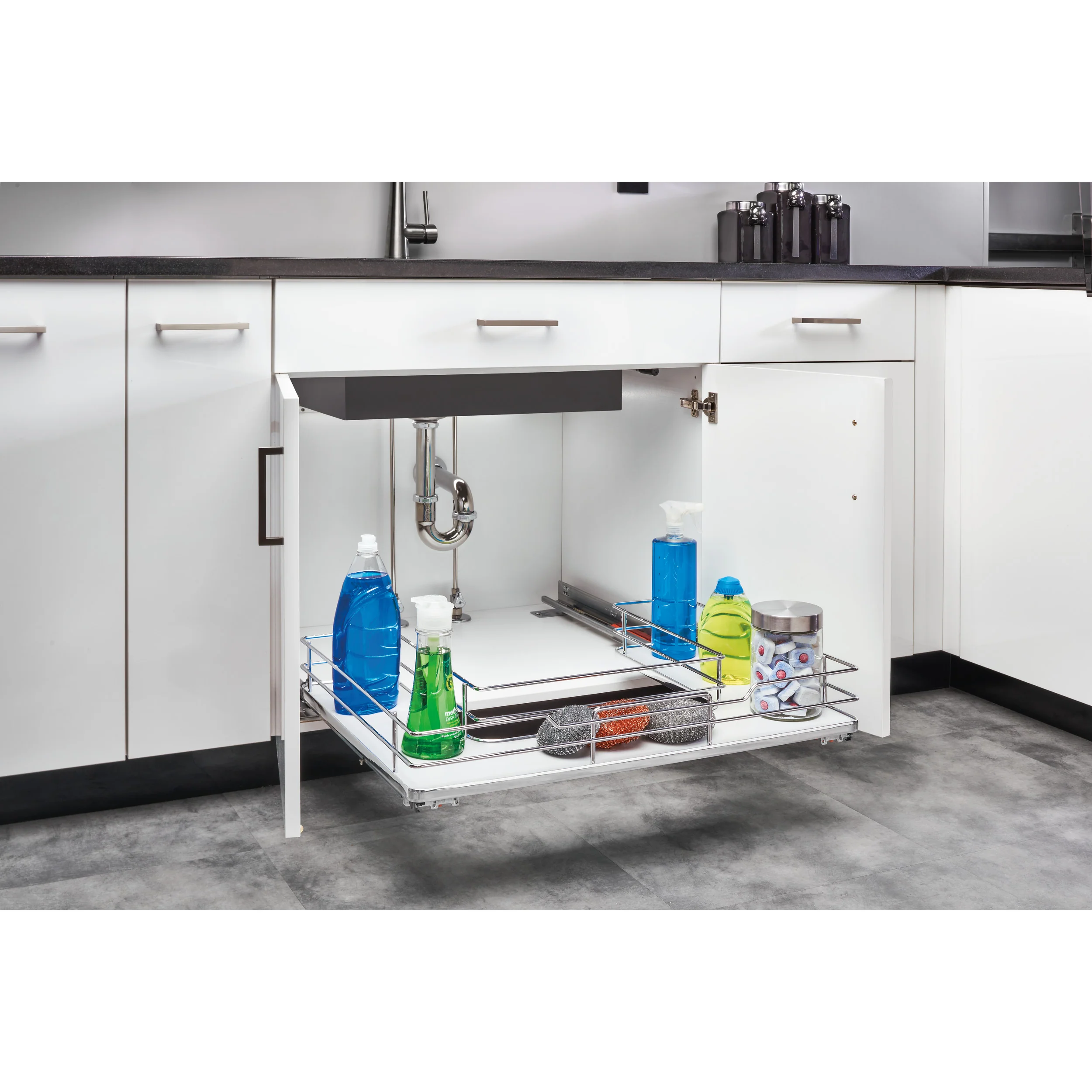 33 in Chrome U-Shaped Solid Bottom Pull Out w/Soft-Close Natural  32.5 in (826 mm) W x 22 in (559 mm) D x 5.25 in (133 mm) H - Image 8