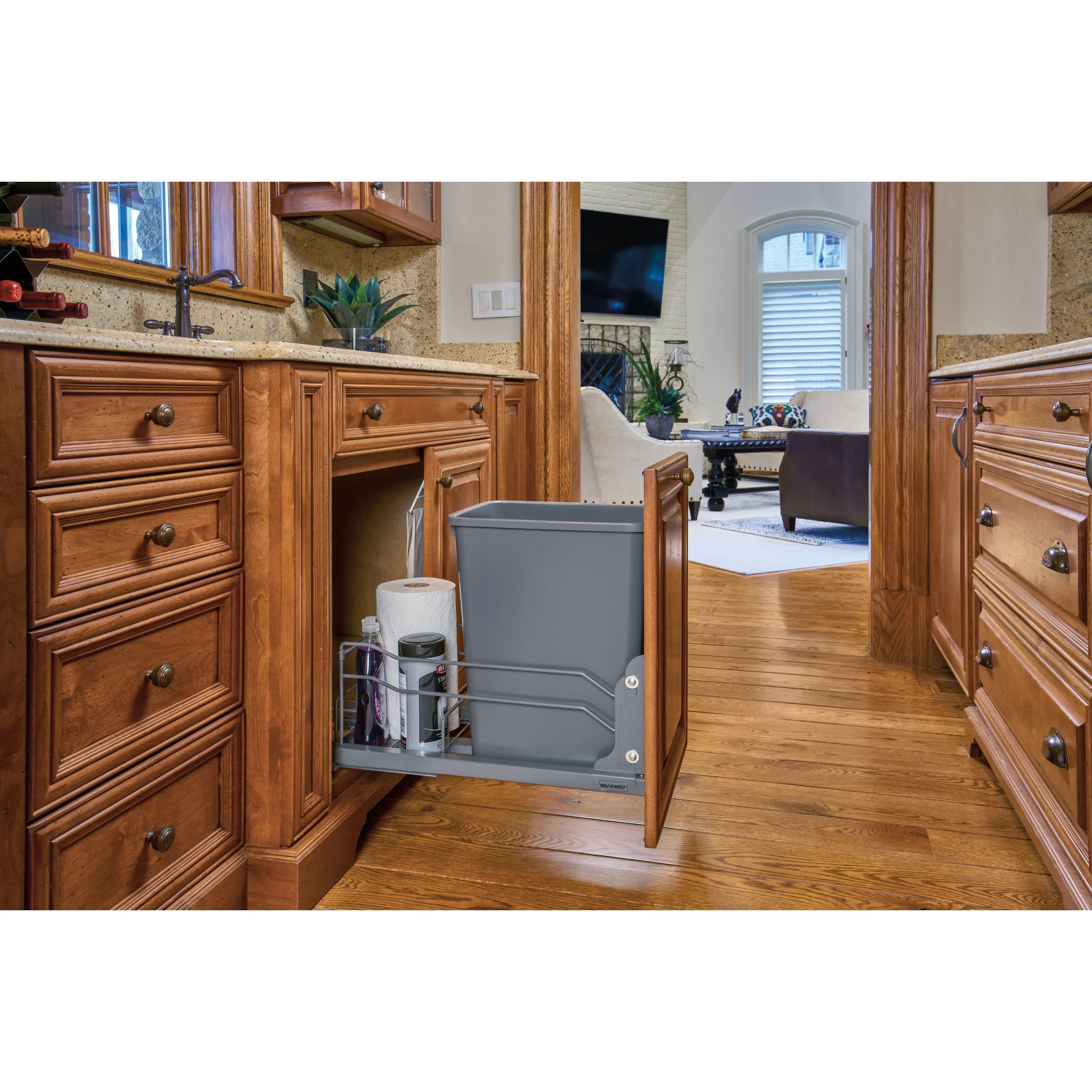 35 Qrt Pull-Out Waste Container Soft-Close Gray  10.88 in (276 mm) W x 22.25 in (565 mm) D x 19 in (483 mm) H - Image 7