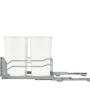 Double 35 Qrt Pull-out Waste Container Soft-Close White  14.38 in (365 mm) W x 22.25 in (565 mm) D x 19 in (483 mm) H