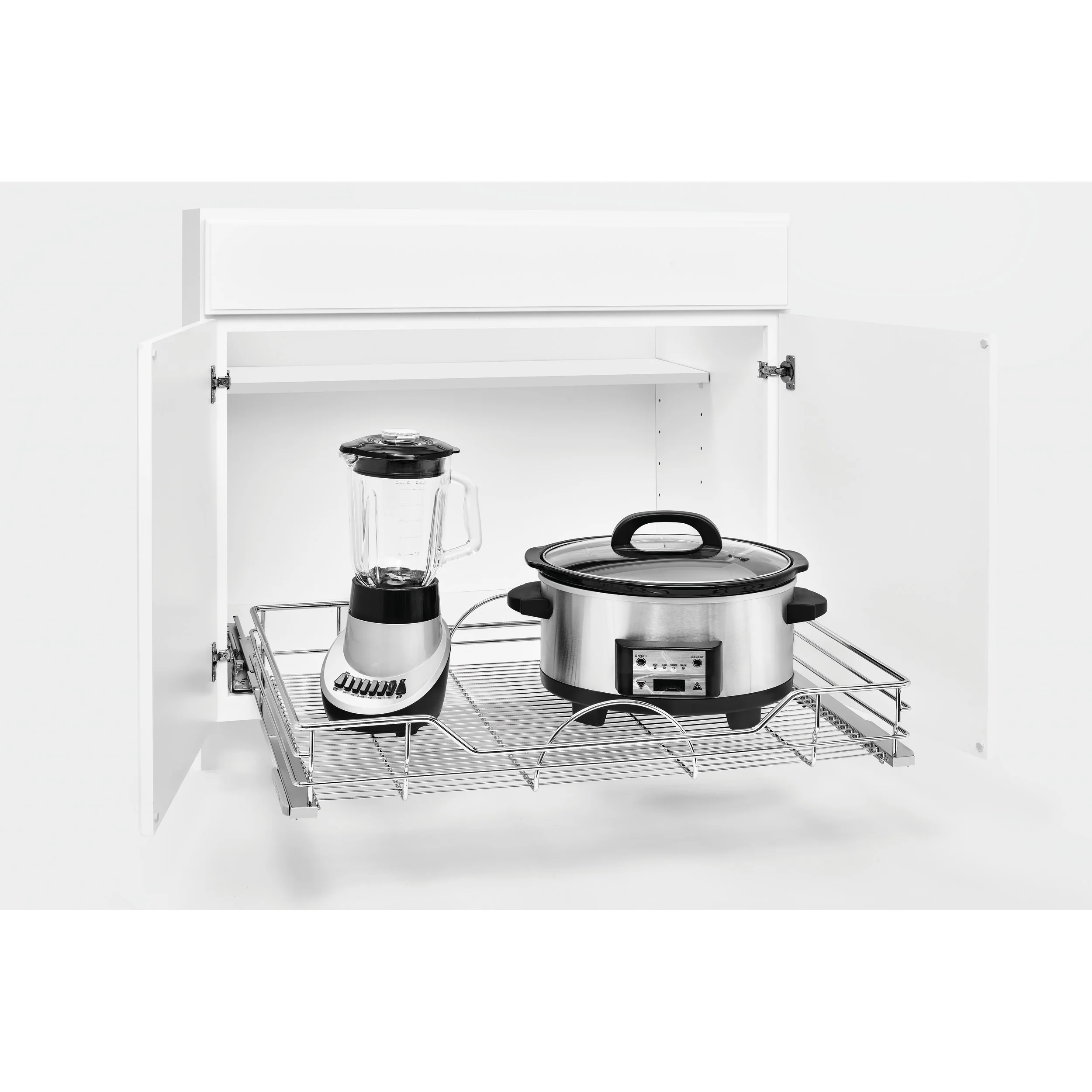 33 in Chrome Pullout Basket w/Soft-Close Chrome 32.36 in (822 mm) W x 21.9 in (556 mm) D x 5.2 in (132 mm) H