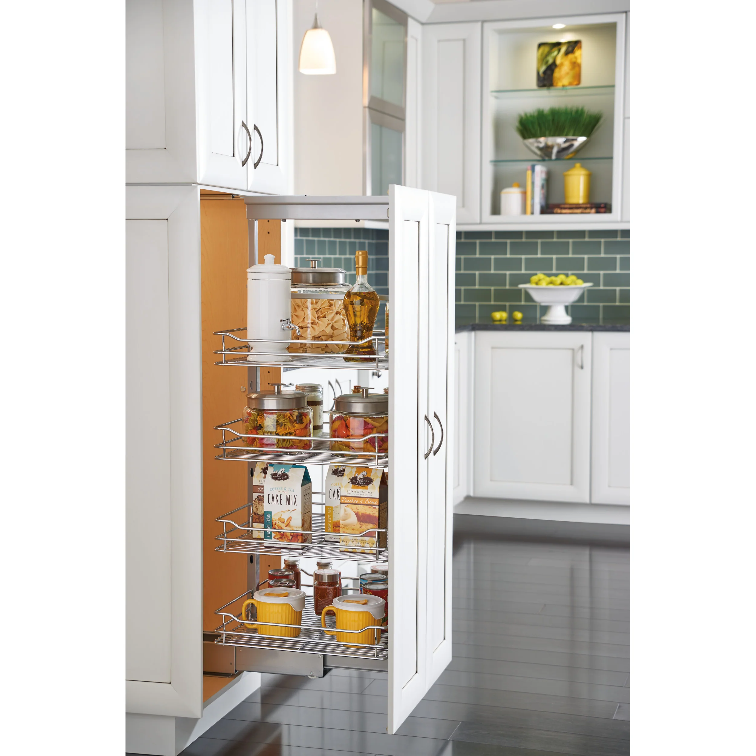 4-1/8 in Chrome Basket Pantry Pullout Soft Close Chrome 4.5 in (114 mm) W x 21.69 in (551 mm) D x 73.63 in (1870 mm) H - Image 4