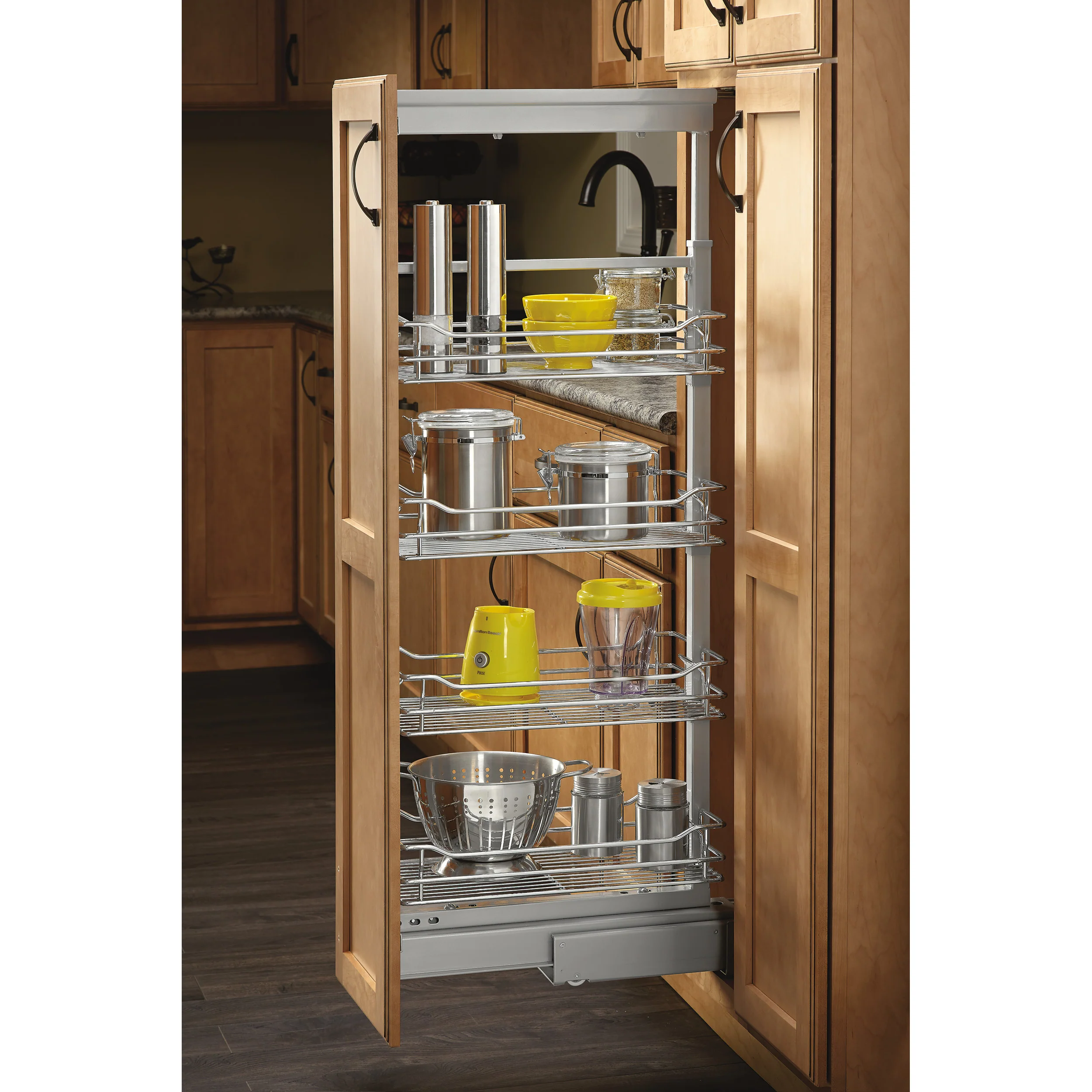 4-1/8 in Chrome Basket Pantry Pullout Soft Close Chrome 4.5 in (114 mm) W x 21.69 in (551 mm) D x 73.63 in (1870 mm) H - Image 7