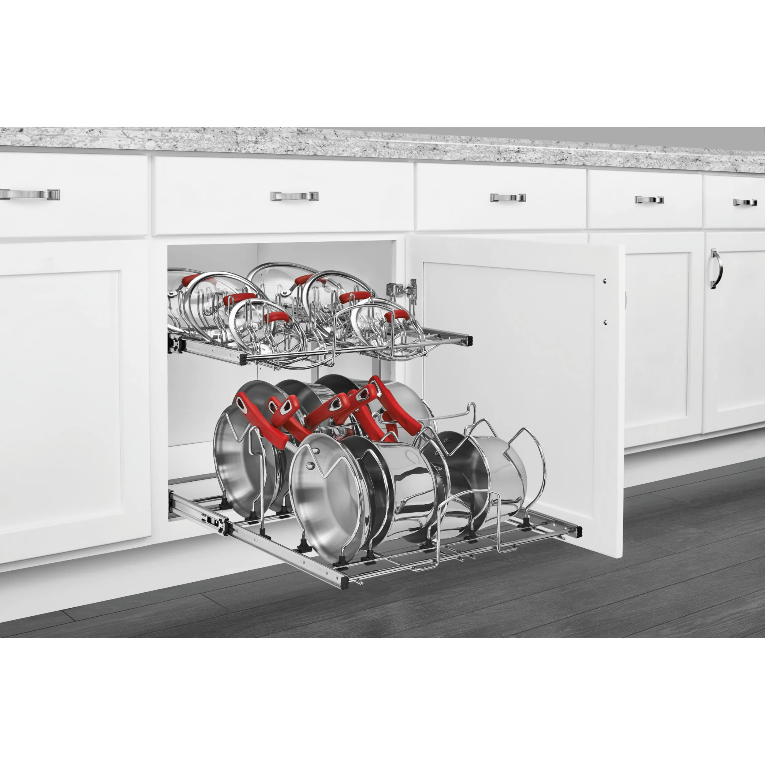 21 in Two-Tier Cookware Organizer Chrome 20.75 in (527 mm) W x 22 in (559 mm) D x 18.13 in (461 mm) H - Image 9