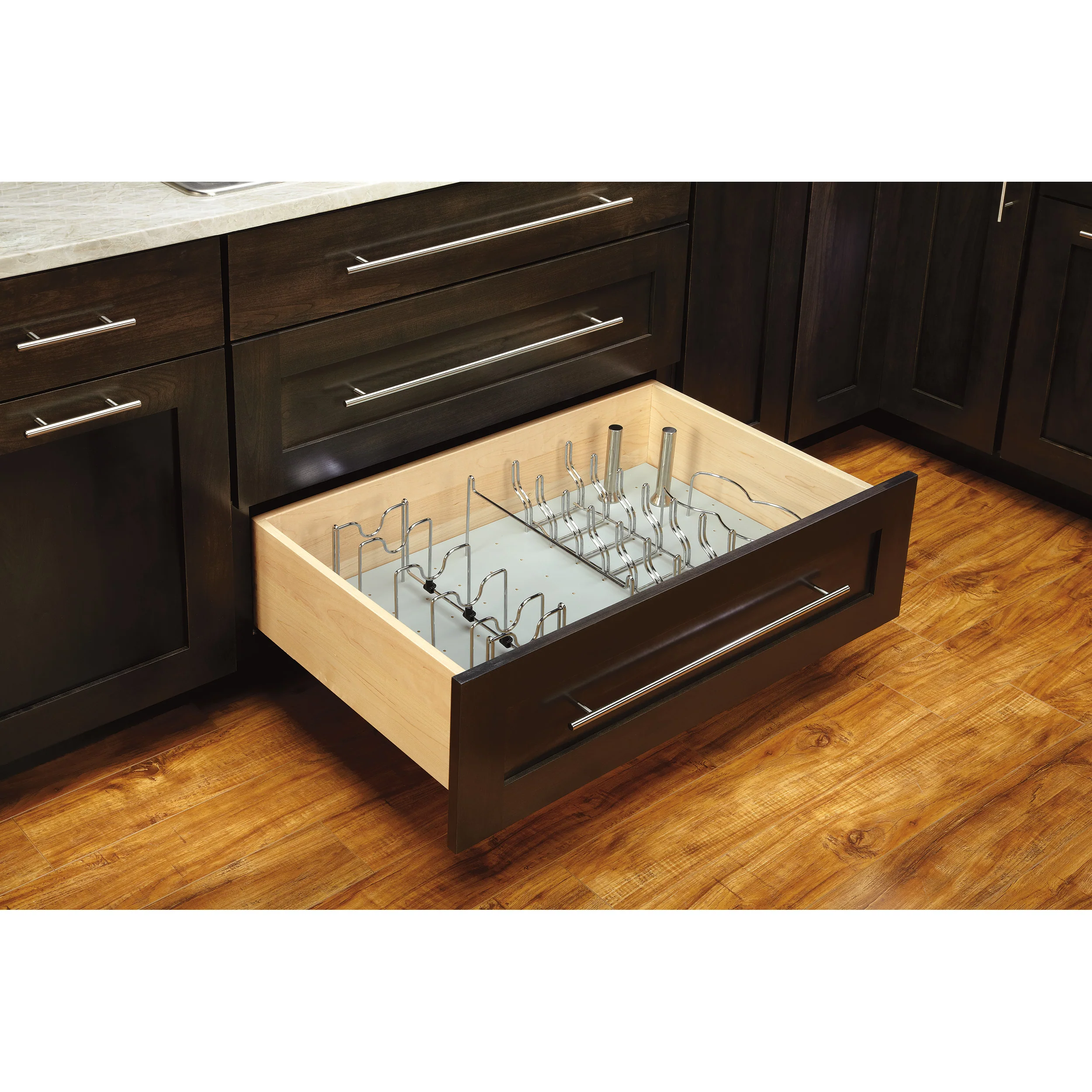 Chrome Pan Org for Drawer Peg Boards-Trimmable Chrome 7.75 in (197 mm) W x 15.25 in (387 mm) D x 7.63 in (194 mm) H - Image 3